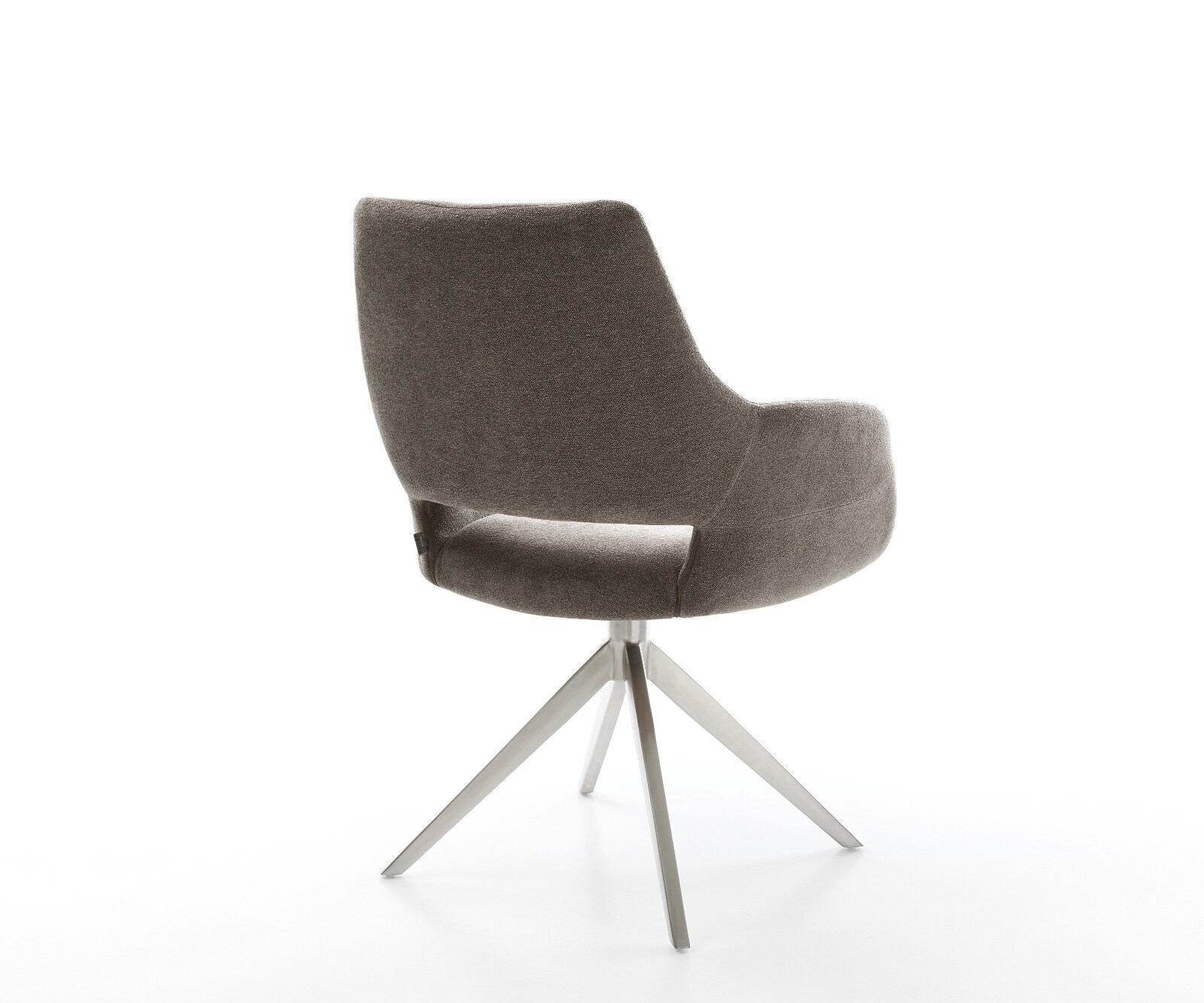 Drehstuhl Yago-Flex mit Armlehnen Strukturstoff Soft Taupe Kreuzgestell breit Edelstahl 360° drehbar Wippfunktion Taschenfederkern 3
