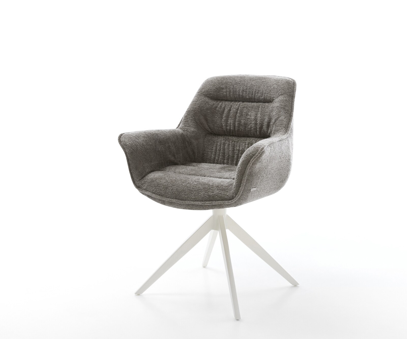 Drehstuhl Kaira-Flex Bouclé Soft Schlamm Kreuzgestell breit Weiß 360° drehbar Wippfunktion