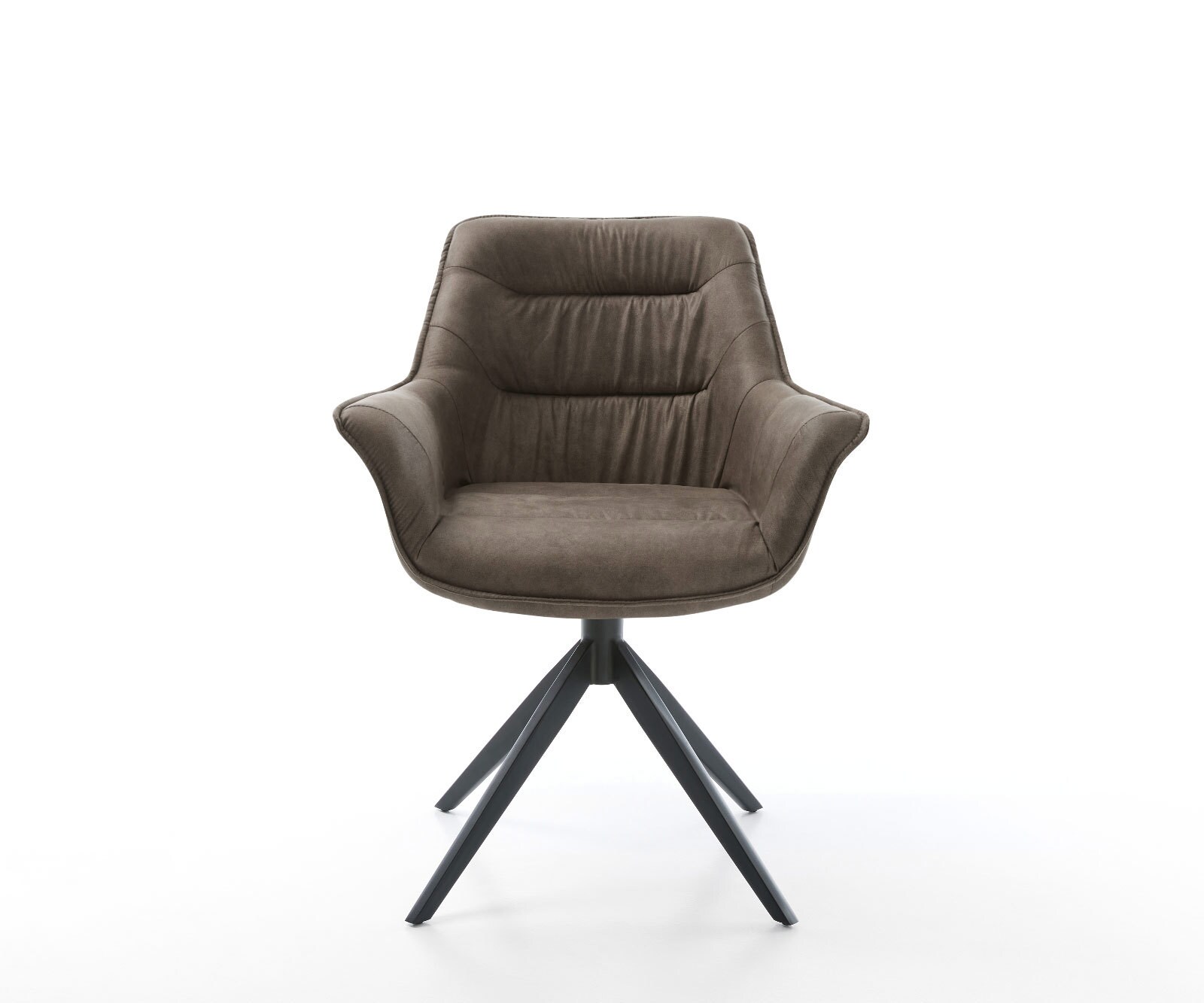 Drehstuhl Kaira-Flex Mikrofaser Taupe Vintage Kreuzgestell breit Schwarz 360° drehbar Wippfunktion 1