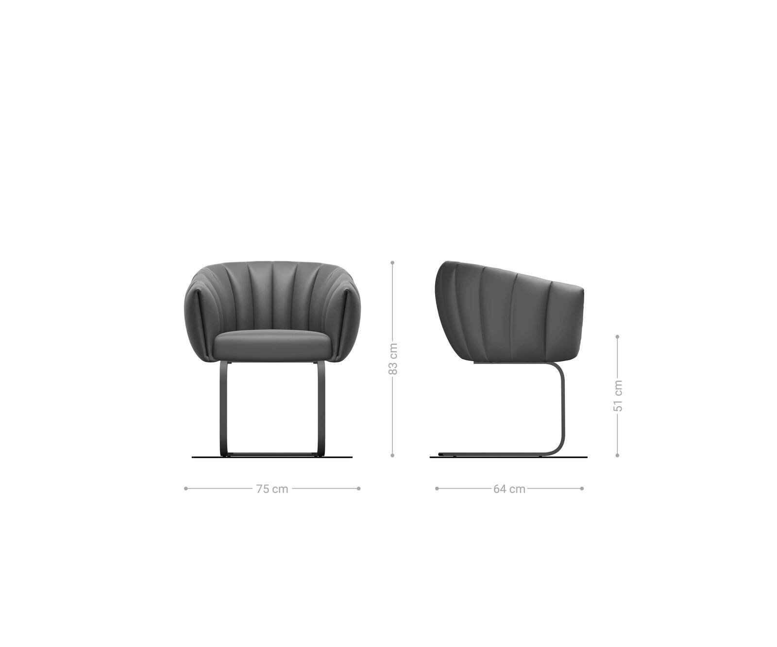 Freischwinger Jada-Flex Samt Grau Freischwinger flach Graphit Taschenfederkern 6