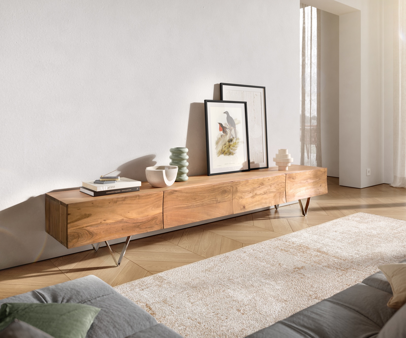 Fernsehtisch Wyatt 220 cm 4 Schubladen Design Lowboard  2 Fernsehtisch Wyatt 220 cm 4 Schubladen Design Lowboard  2