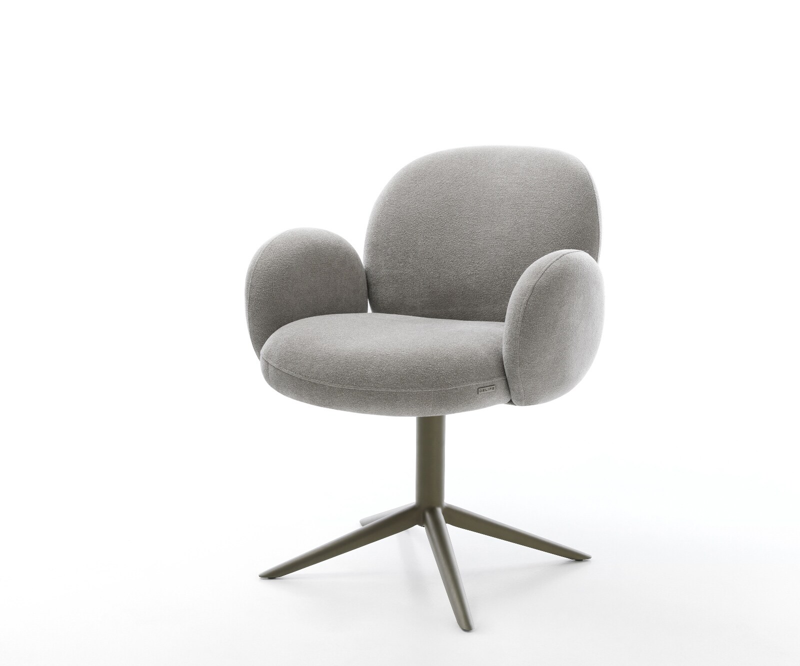 Drehstuhl Nube-Flex mit Armlehnen Strukturstoff Soft Grau Fußkreuz Effektfinish Titan 360° drehbar Wippfunktion Taschenfederkern