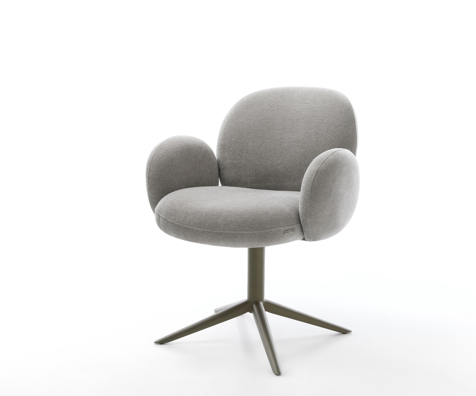 Drehstuhl Nube-Flex mit Armlehnen Strukturstoff Soft Grau Fußkreuz Effektfinish Titan 360° drehbar Wippfunktion Taschenfederkern
