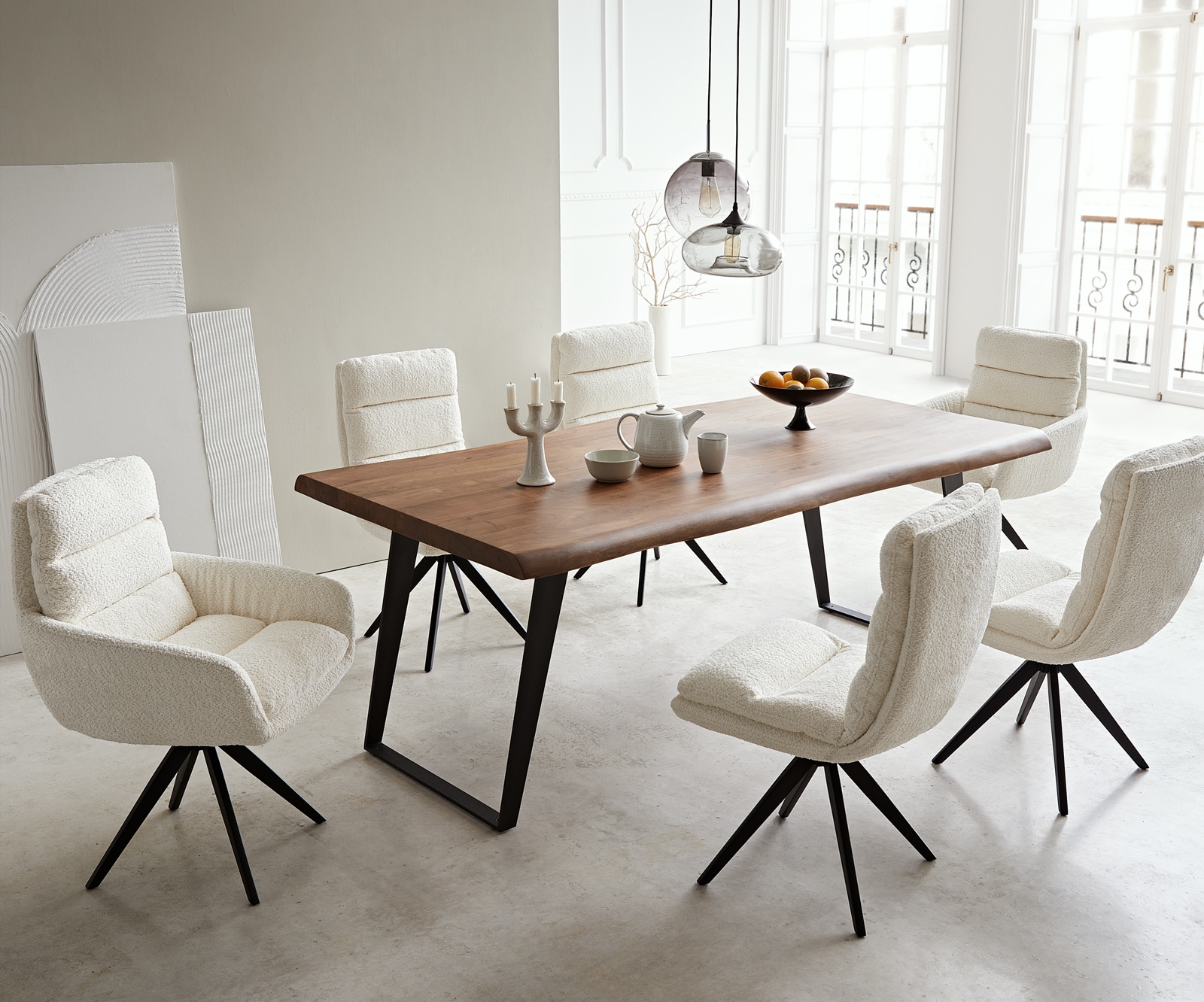 Esstisch Edge 200x100 XL Akazie Braun Metall Schräg Live-Edge 5 Esstisch Edge 200x100 XL Akazie Braun Metall Schräg Live-Edge 5