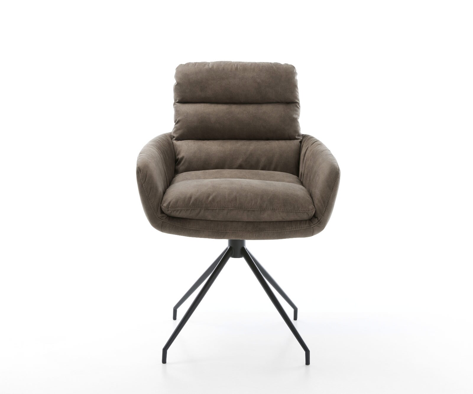 Esszimmerstuhl Abelia-Flex mit Armlehnen Mikrofaser Taupe Vintage Kreuzgestell konisch Schwarz 2