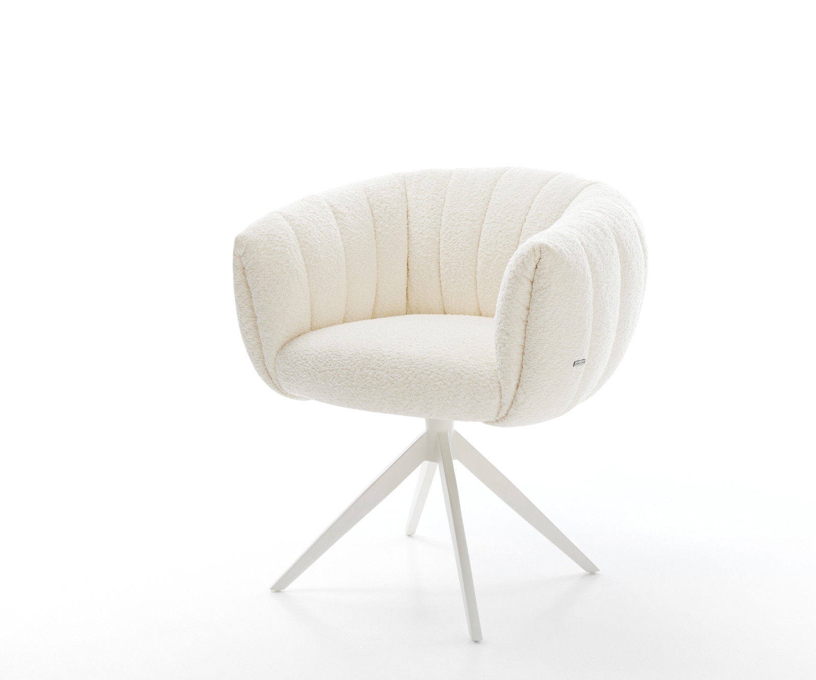 Drehstuhl Jada-Flex Bouclé Weiß Kreuzgestell breit Weiß 360° drehbar Wippfu günstig online kaufen