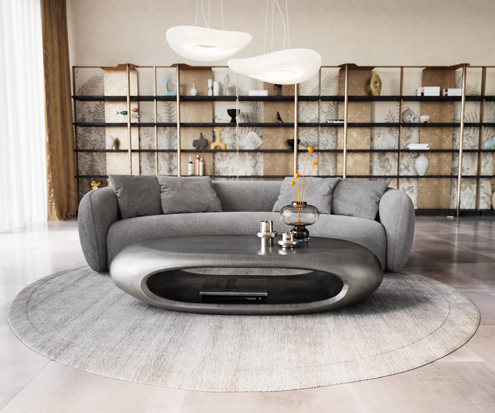 Couchtisch Sinor 140x65 cm Metallic Silber 1
