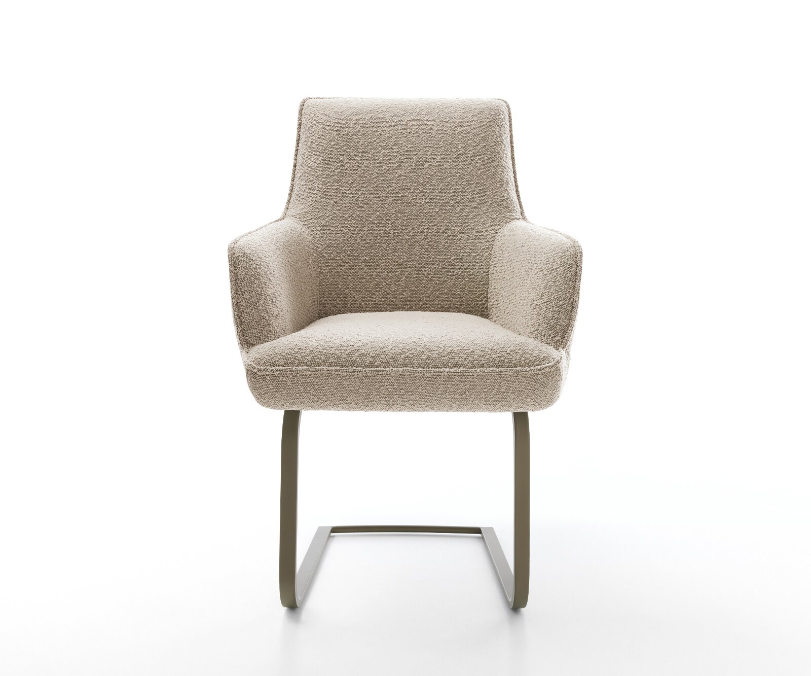 Freischwinger Heira-Flex mit Armlehnen Bouclé Schlamm Freischwinger flach Effektfinish Titan Taschenfederkern 1