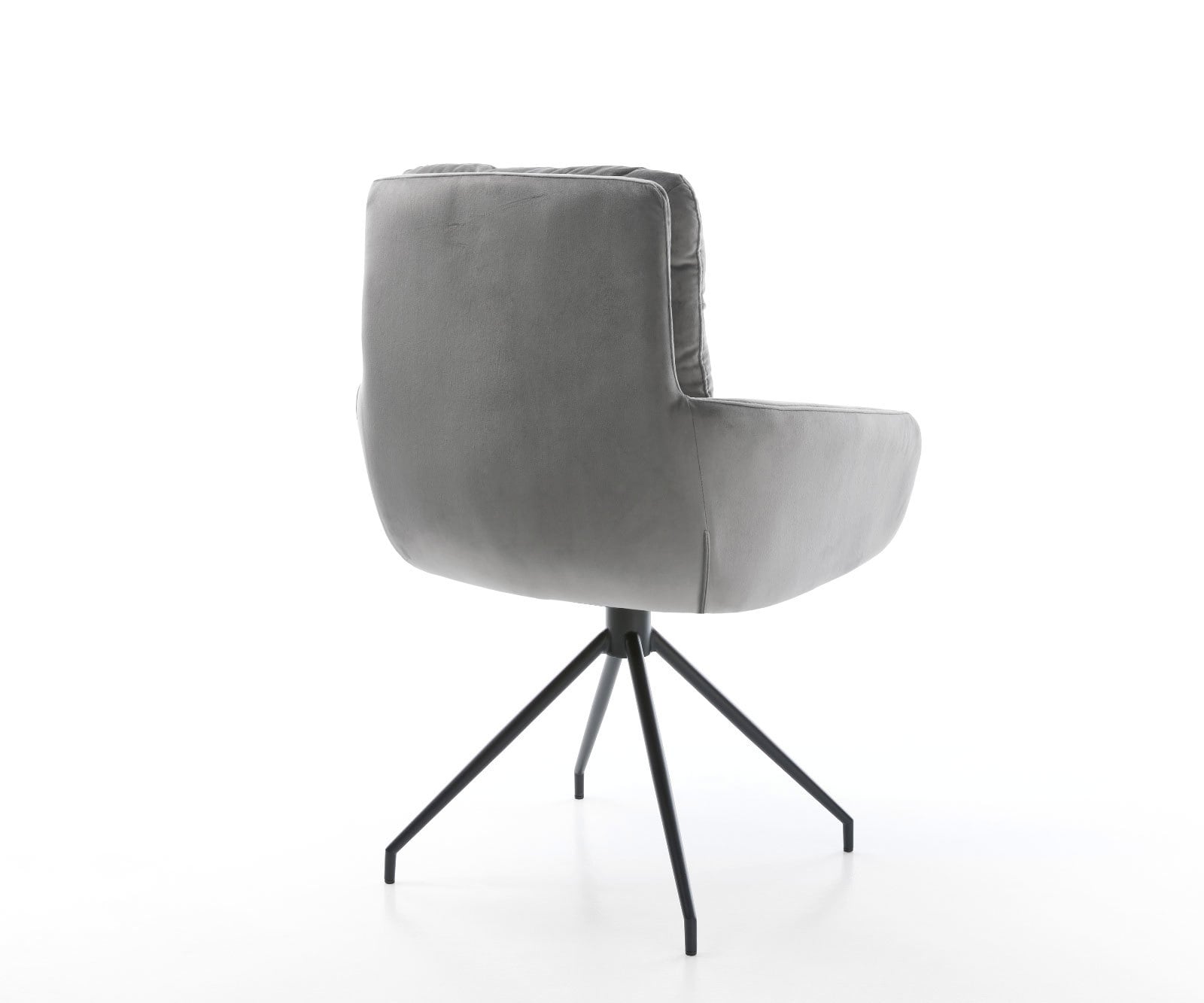 Esszimmerstuhl Abelia-Flex mit Armlehnen Samt Grau Kreuzgestell konisch Schwarz 5