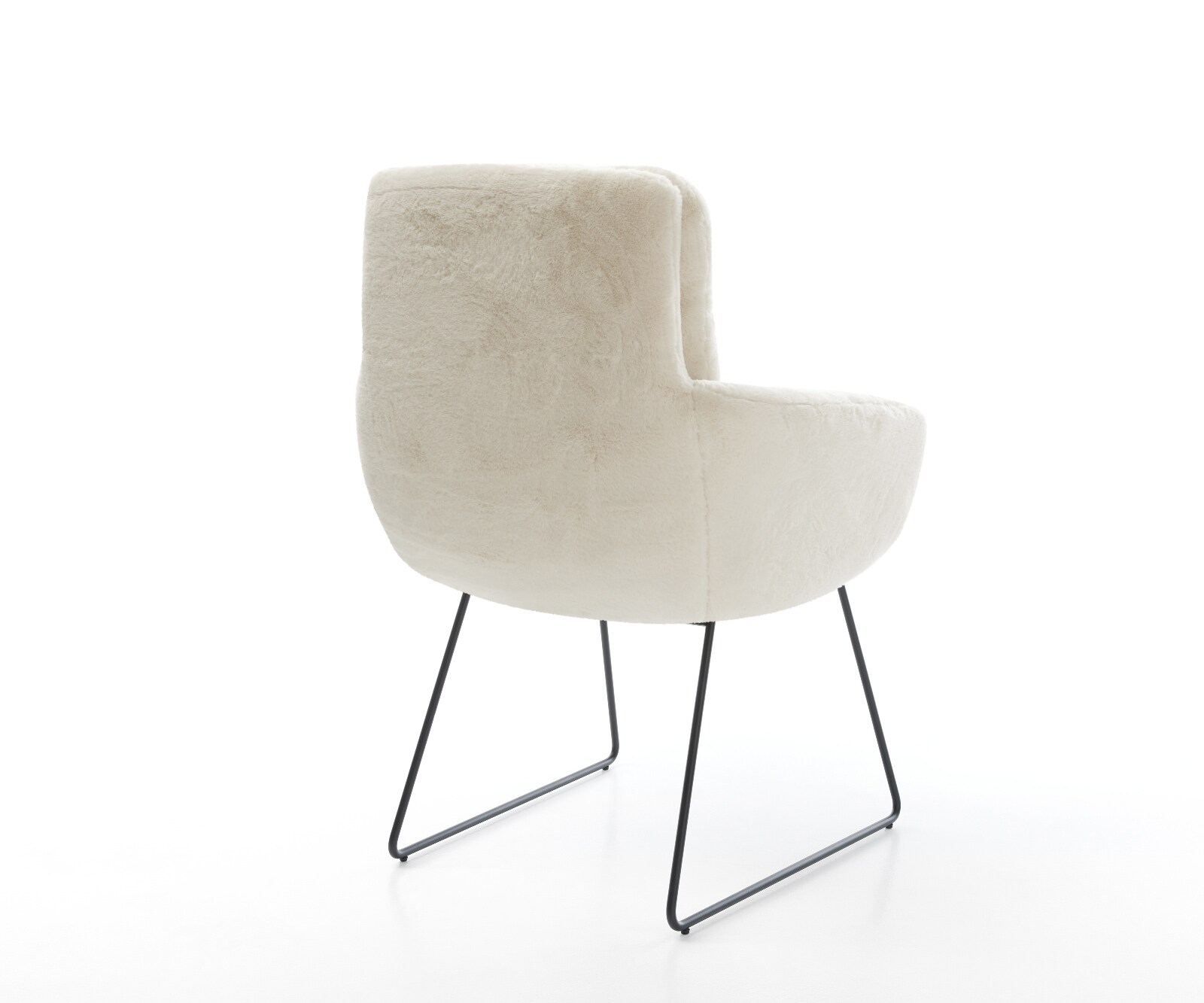 Esszimmerstuhl Abelia-Flex mit Armlehnen Plüsch Creme-Weiß Kufengestell Schwarz 5