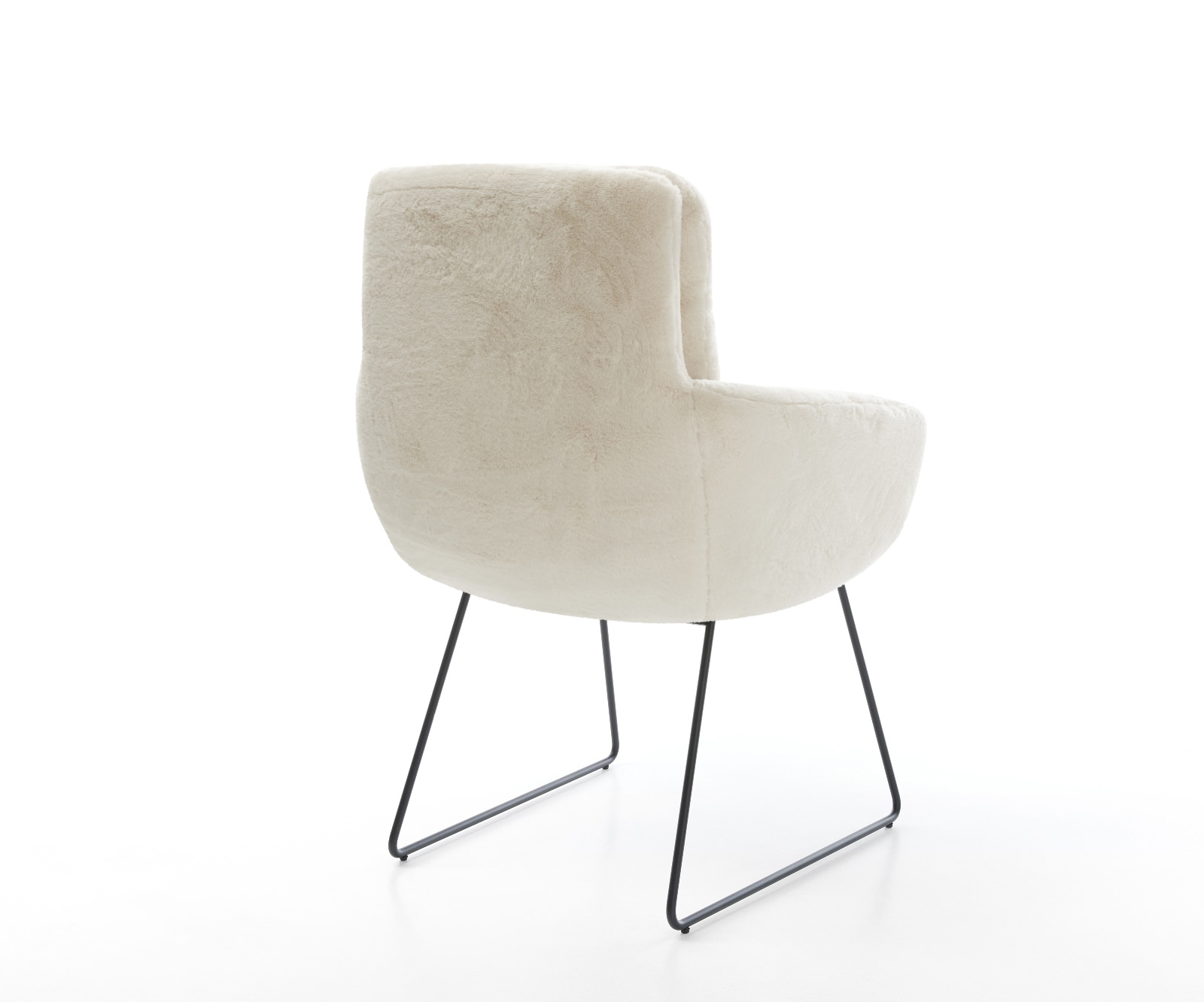 Esszimmerstuhl Abelia-Flex mit Armlehnen Plüsch Creme-Weiß Kufengestell Schwarz 5