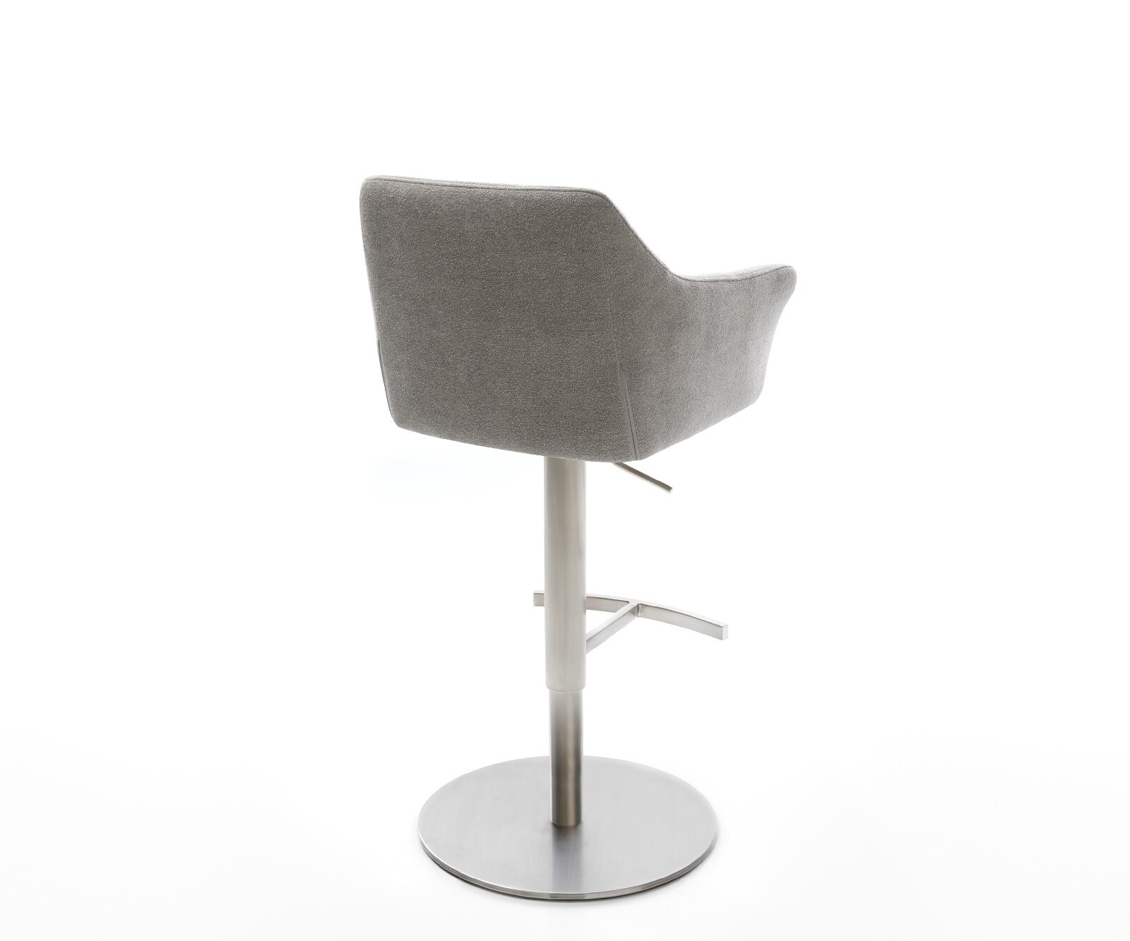 Barstuhl Yulo-Flex Strukturstoff Soft Grau Drehfuß höhenverstellbar Edelstahl Silberfarben 4