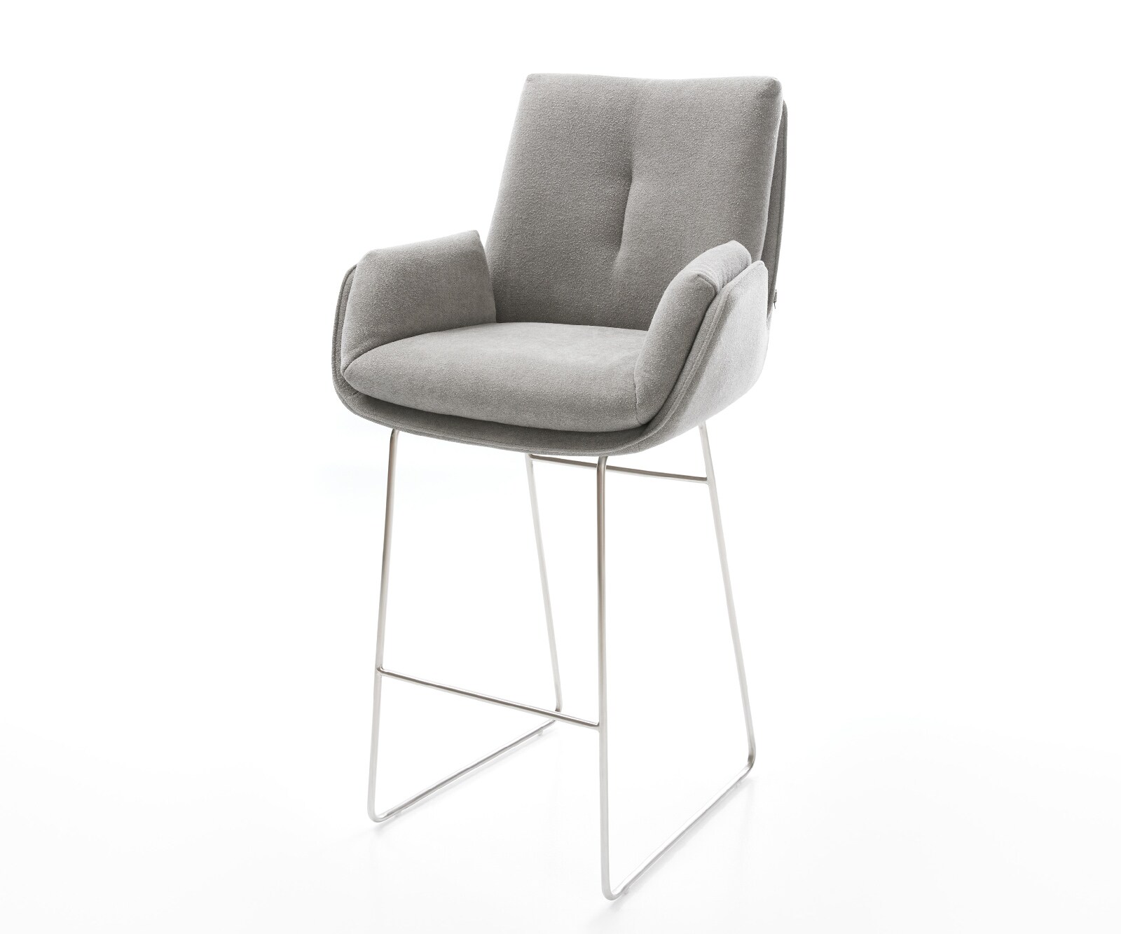 Barstuhl Clea-Flex Strukturstoff Soft Grau Kufengestell Edelstahl günstig online kaufen