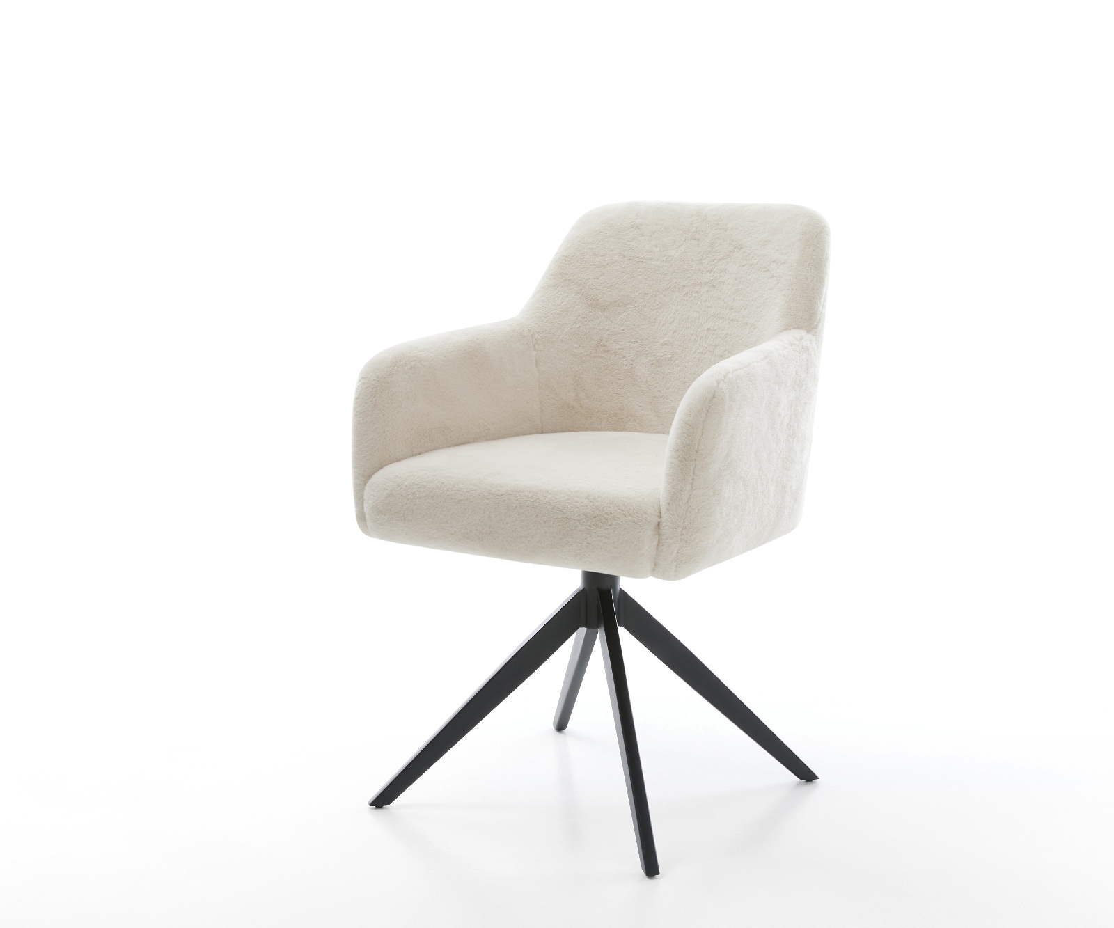 Chaise-pivotante Greg-Flex peluche crème-blanc pied croisé large noir pivotement sur 360° fonction bascule resorts ensachés