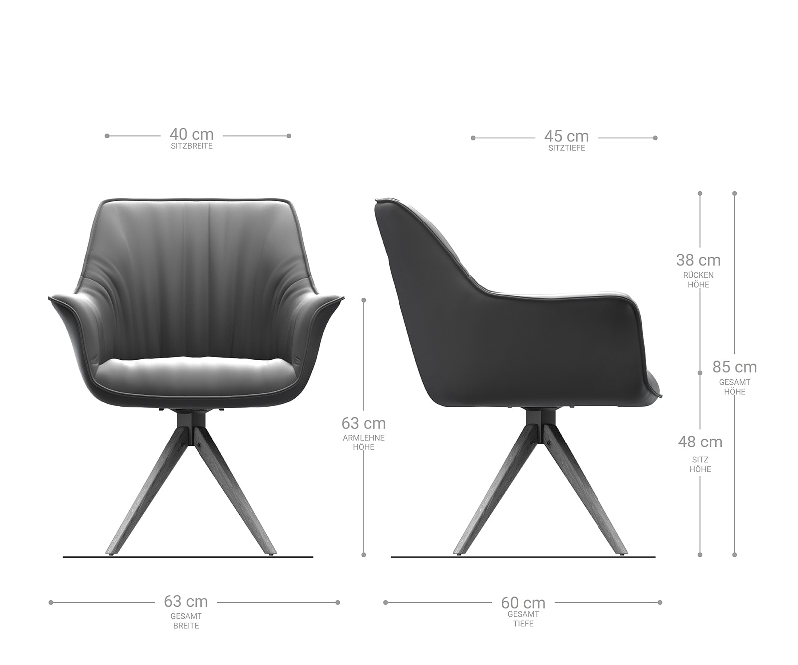 Esszimmerstuhl Keila-Flex mit Armlehnen Mikrofaser Anthrazit Vintage Holzgestell kantig Natur 1 Esszimmerstuhl Keila-Flex mit Armlehnen Mikrofaser Anthrazit Vintage Holzgestell kantig Natur 1