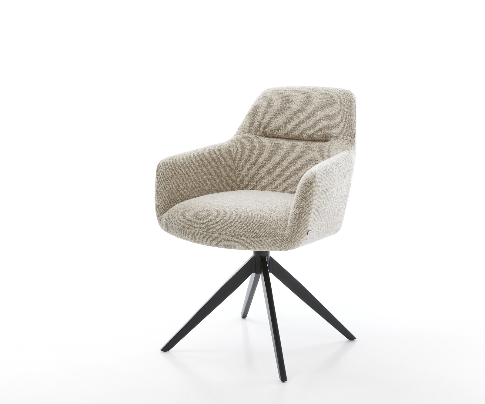 Drehstuhl Pejo-Flex Webstoff Soft Beige Kreuzgestell breit Schwarz 360° drehbar Wippfunktion Taschenfederkern
