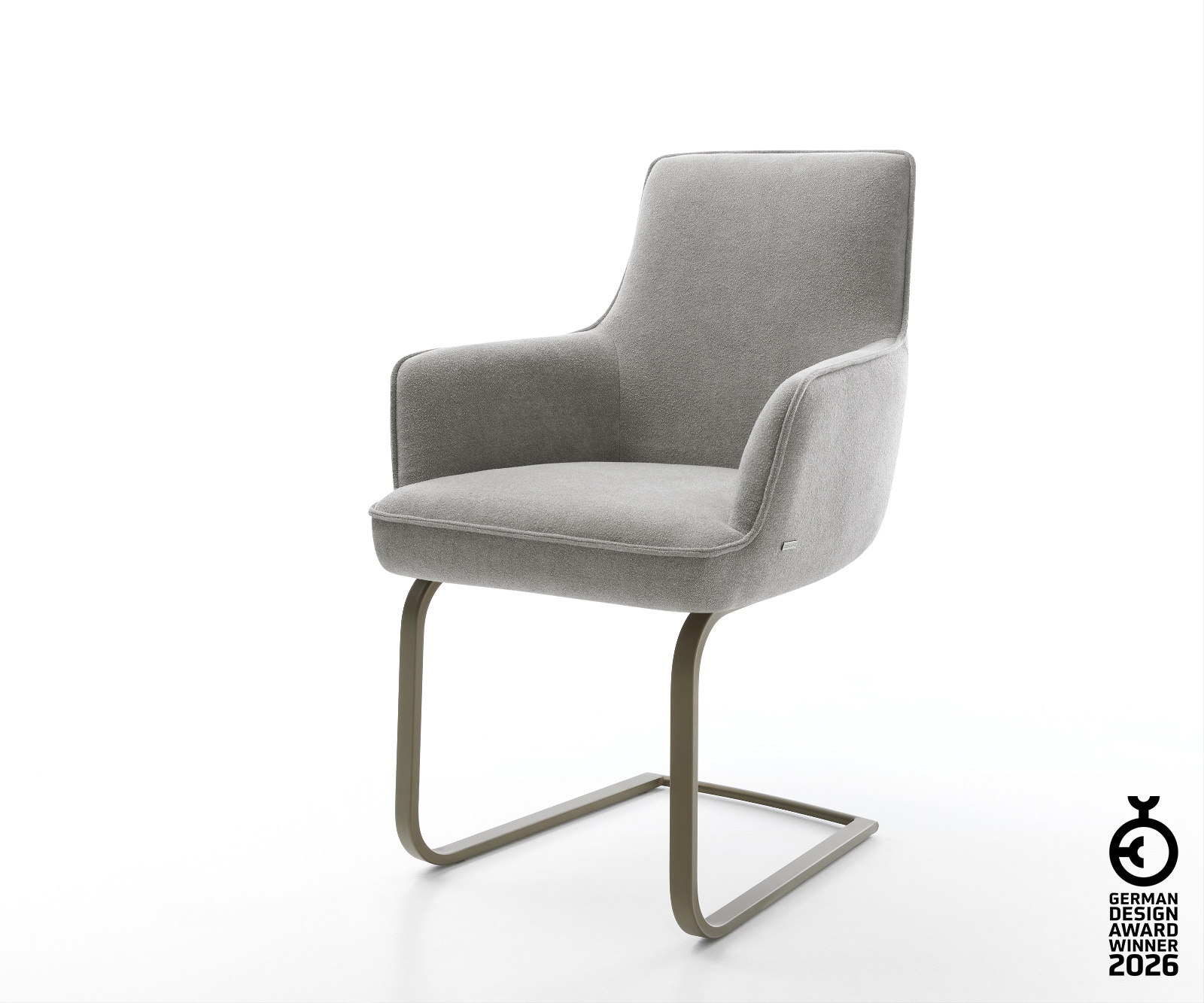 Freischwinger Heira-Flex mit Armlehnen Strukturstoff Soft Grau Freischwinger flach Effektfinish Titan Taschenfederkern
