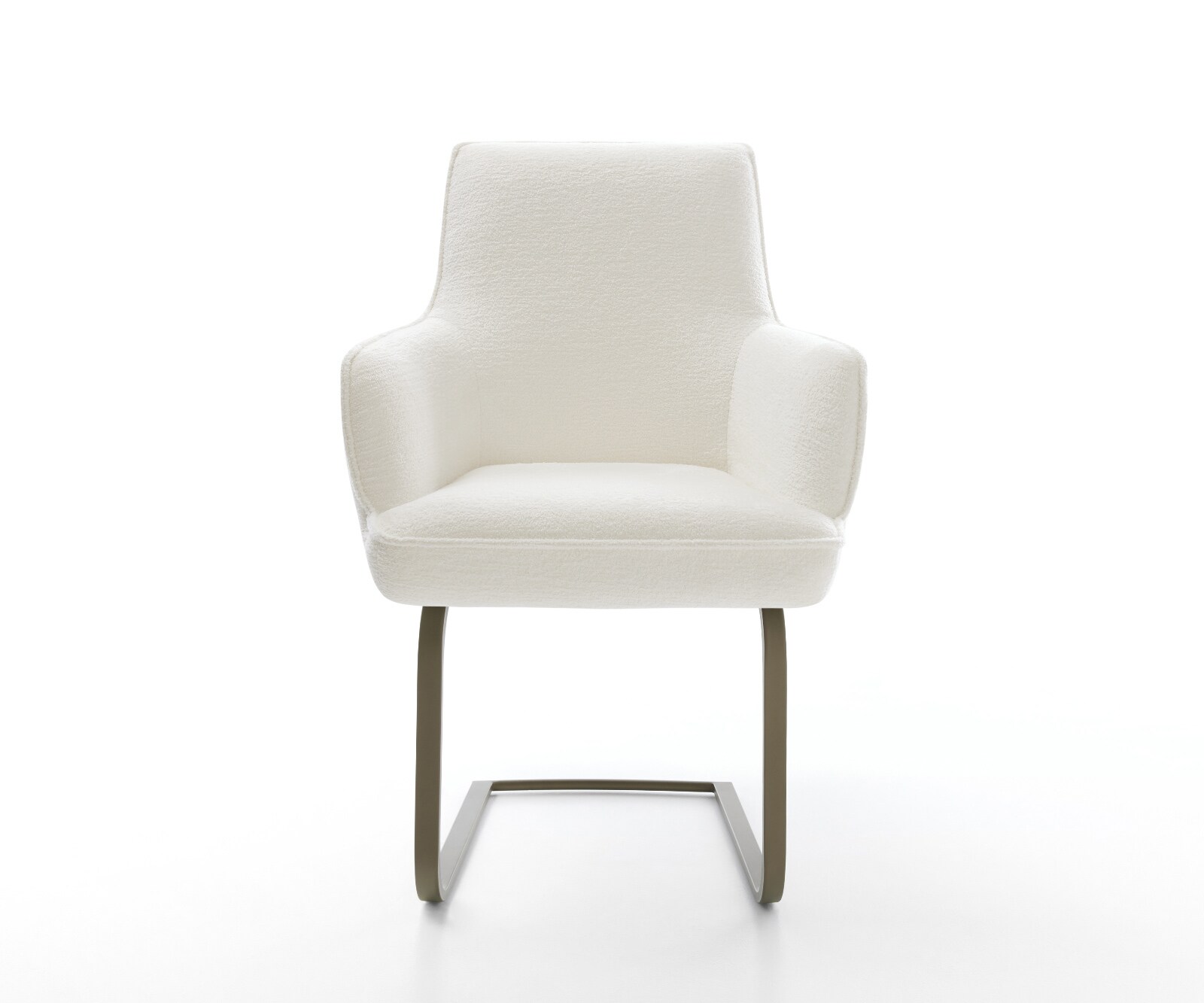 Freischwinger Heira-Flex mit Armlehnen Bouclé Soft Beige Freischwinger flach Effektfinish Titan Taschenfederkern 2