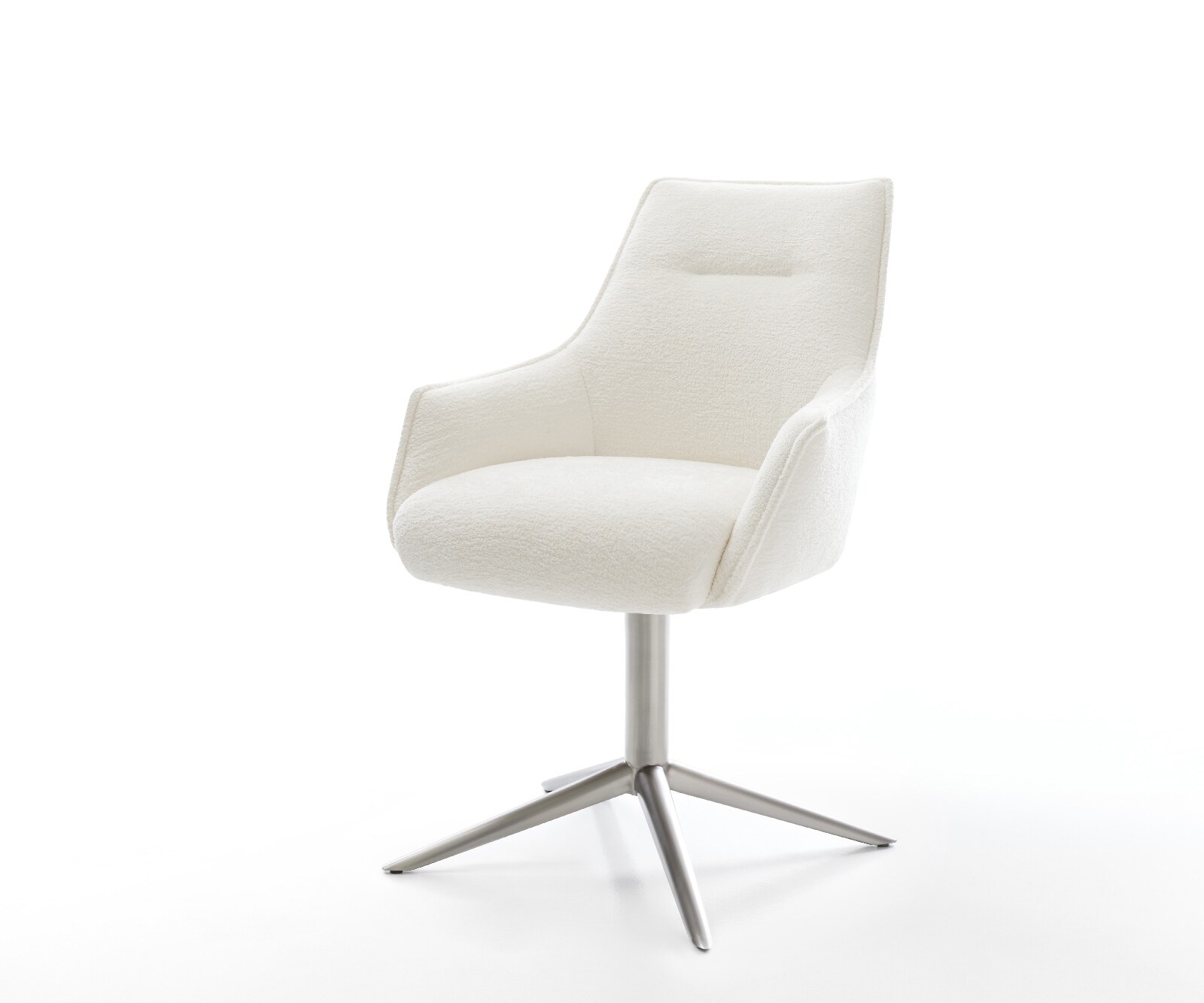 Drehstuhl Alja-Flex mit Armlehnen Bouclé Soft Beige Fußkreuz Edelstahl 360° günstig online kaufen