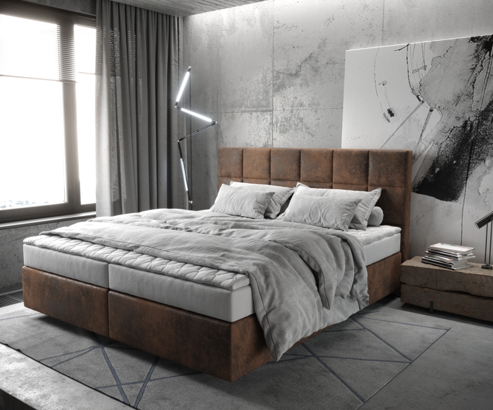 Boxspringbett Dream-Fine 180x200 cm Mikrofaser Braun mit Matratze und Topper Boxspringbett Dream-Fine 180x200 cm Mikrofaser Braun mit Matratze und Topper