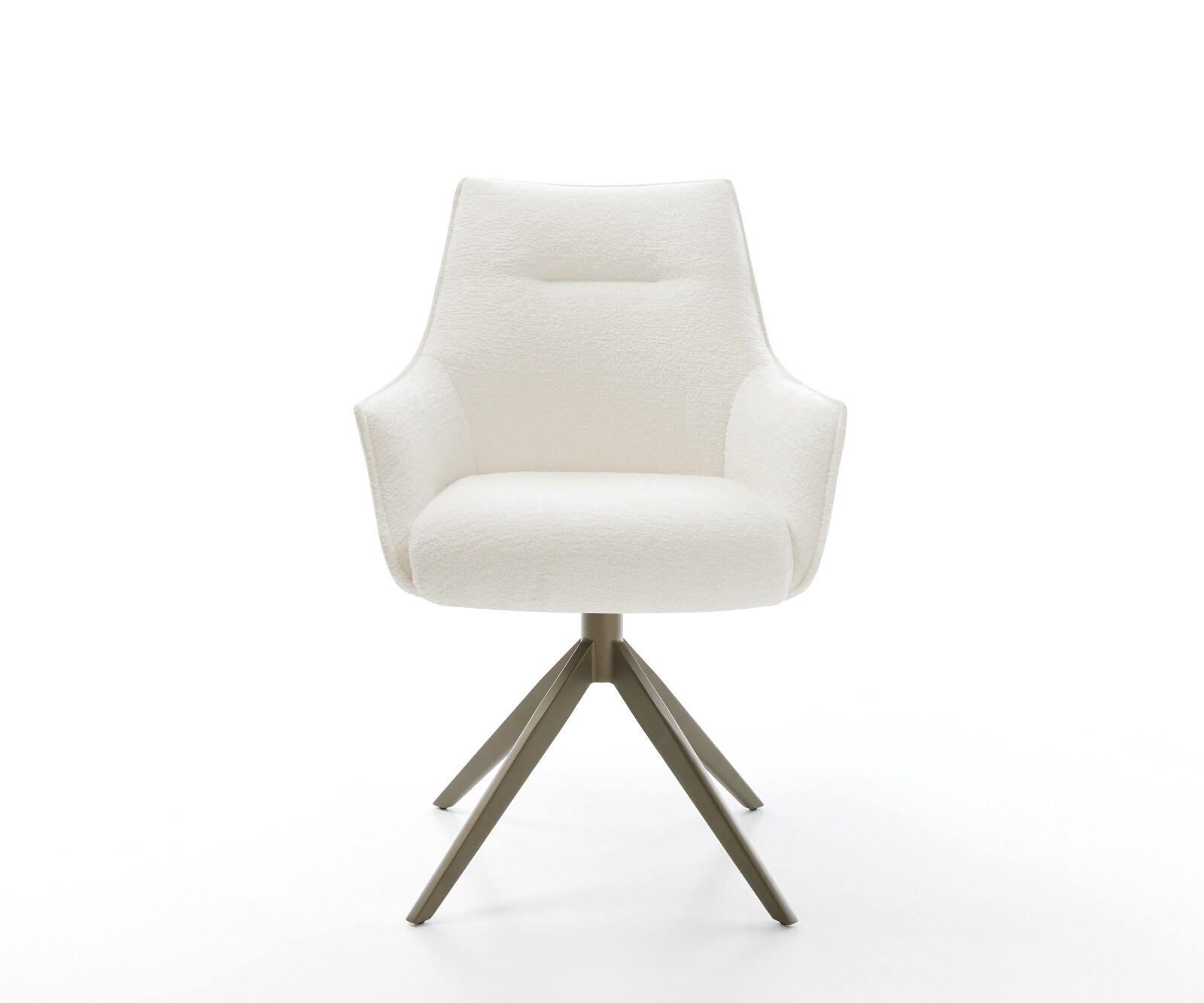 Drehstuhl Alja-Flex mit Armlehnen Bouclé Soft Beige Kreuzgestell breit Effektfinish Titan 360° drehbar Wippfunktion Taschenfederkern 1