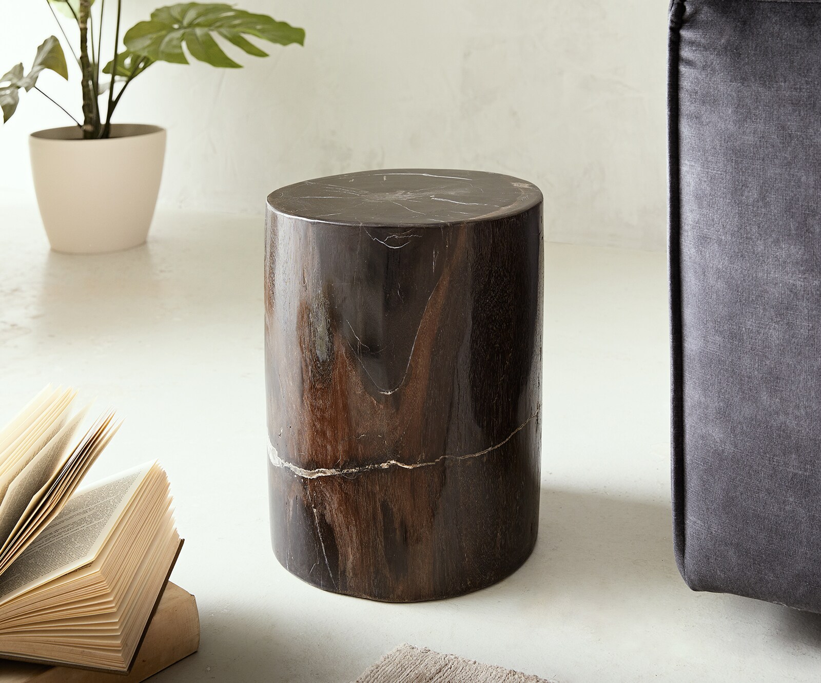 Hocker Praxedis 30x40 cm Steinholz Schwarz