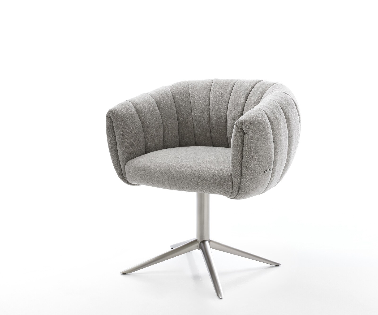 Drehstuhl Jada-Flex Strukturstoff Soft Grau Fußkreuz Edelstahl 360° drehbar günstig online kaufen