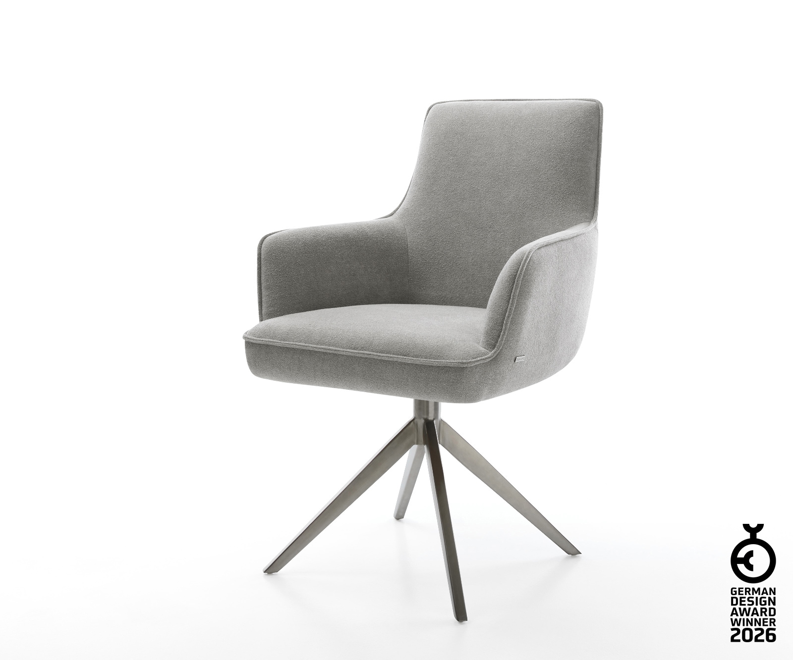 Drehstuhl Heira-Flex mit Armlehnen Strukturstoff Soft Grau Kreuzgestell bre günstig online kaufen