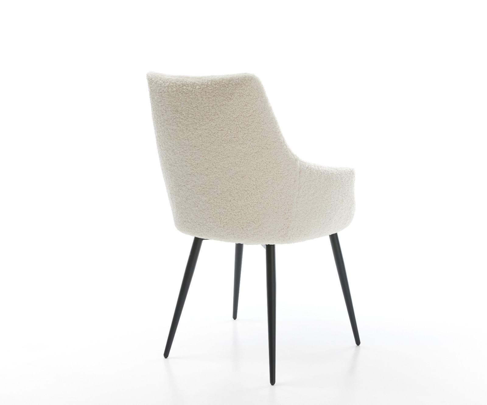 Esszimmerstuhl Alja-Flex mit Armlehnen Teddystoff Beige 4-Fuß konisch Schwarz Taschenfederkern 4