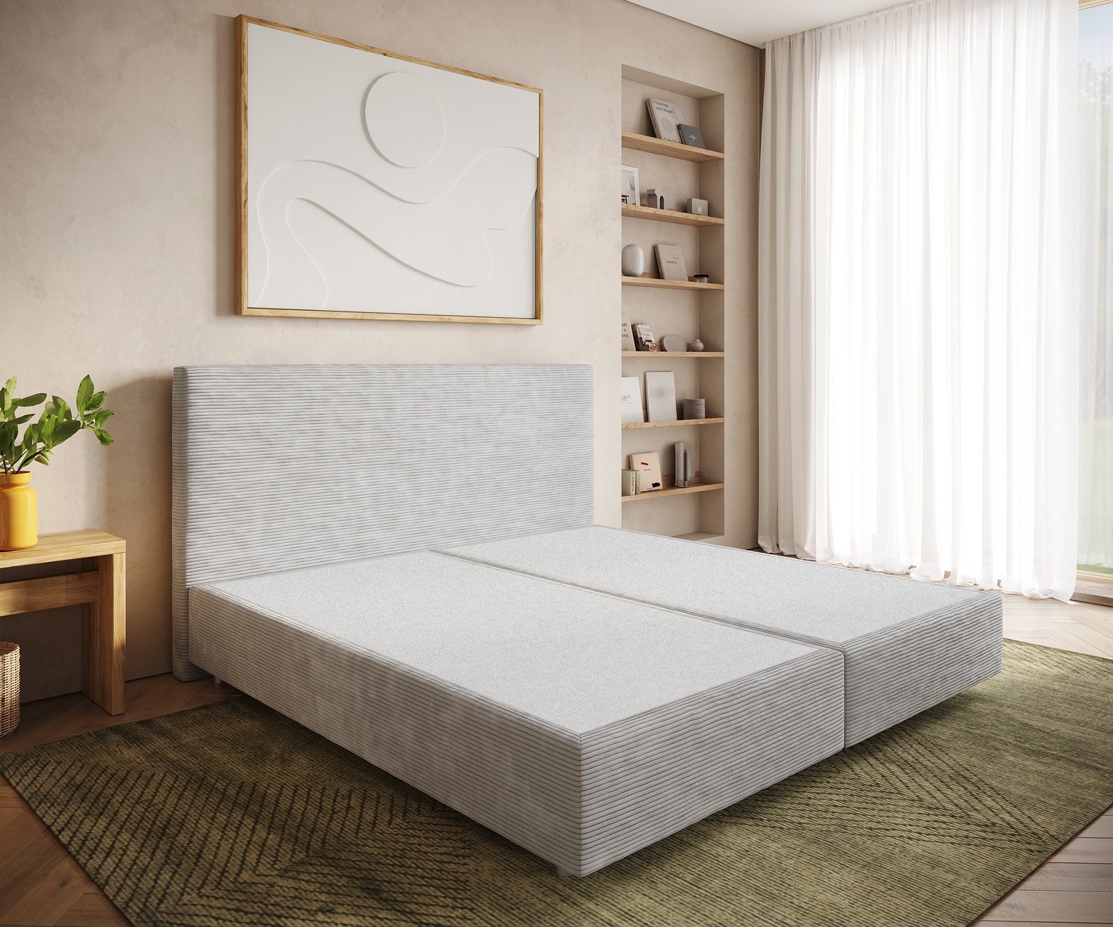 Boxspringgestell Dream-Well Cord Silbergrau 200x200 cm Boxspringgestell Dream-Well Cord Silbergrau 200x200 cm