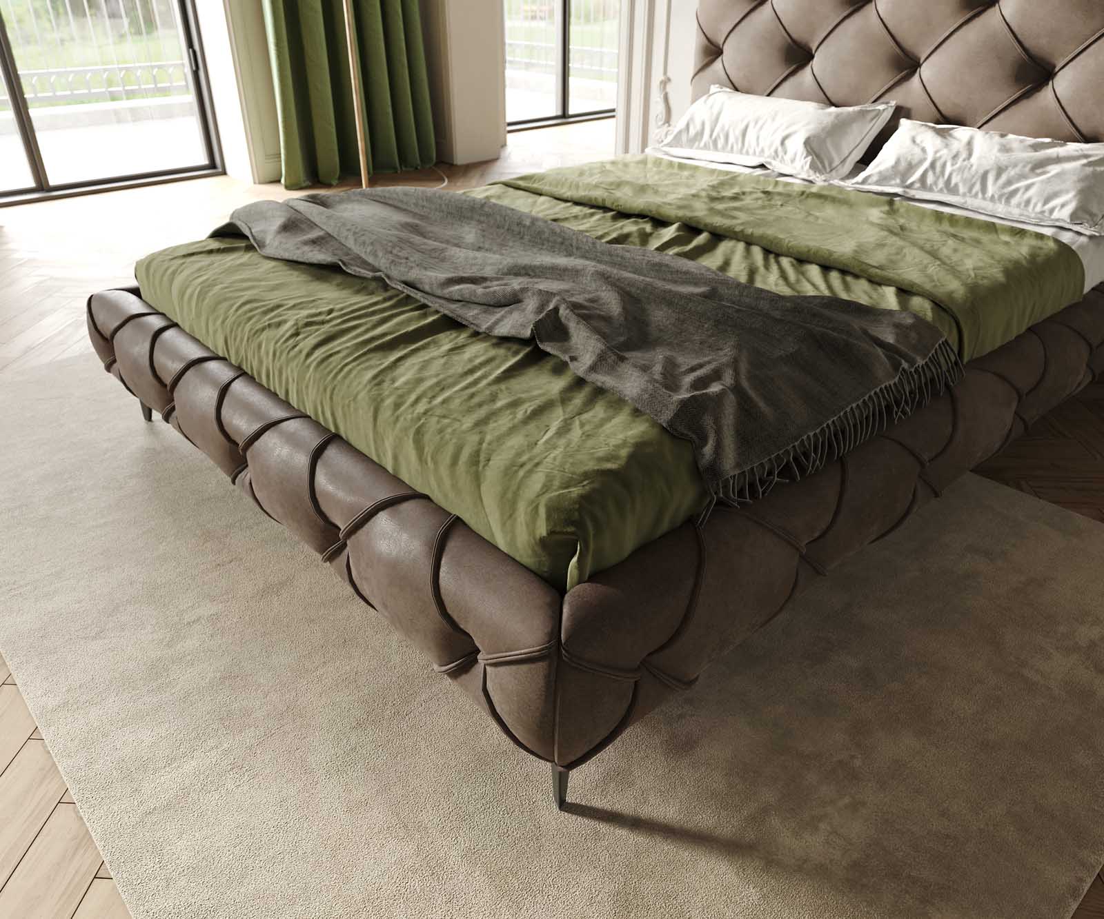 Polsterbettgestell Nayara 140x200 cm Mikrofaser Taupe Vintage 5