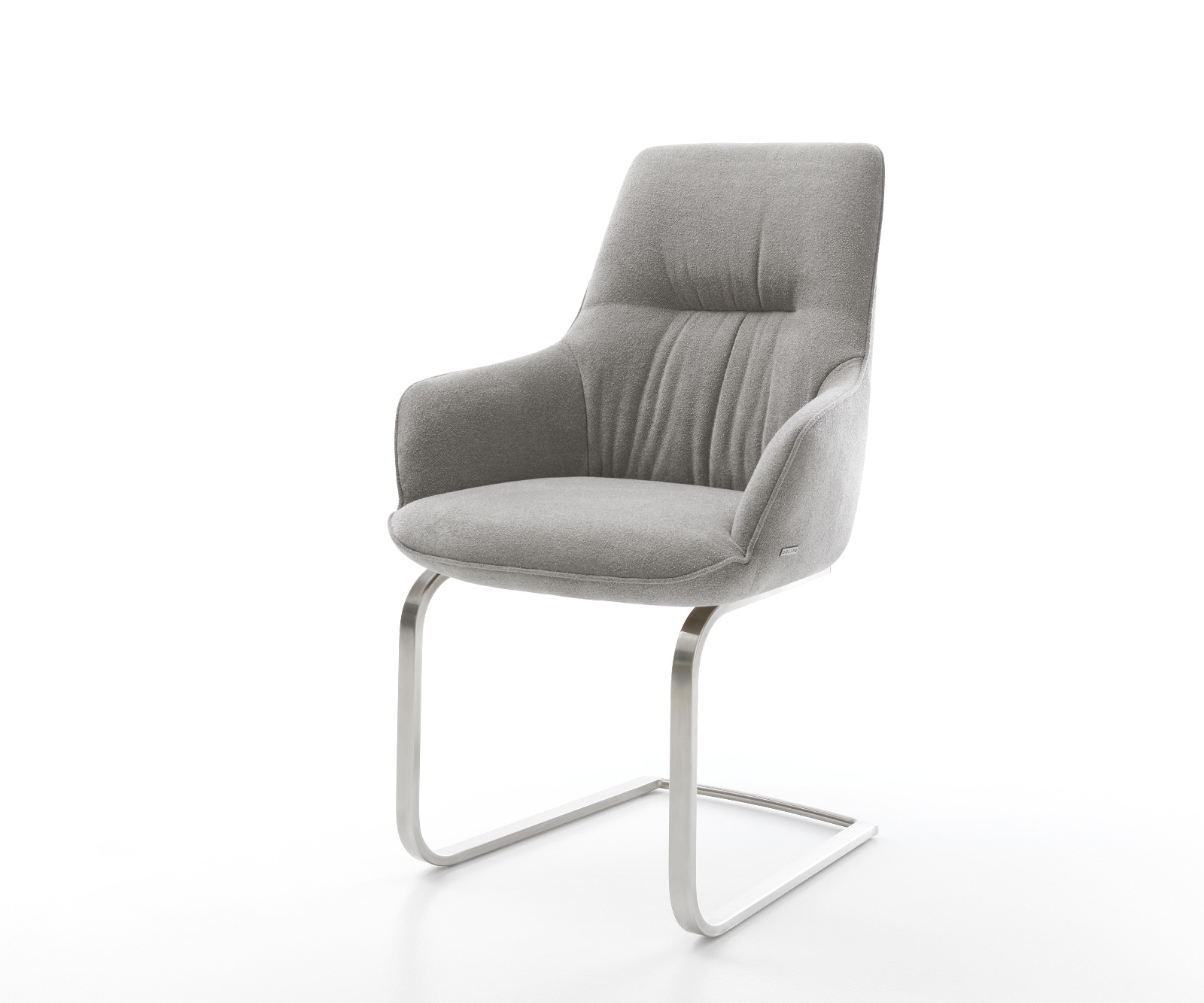 Freischwinger Zelia-Flex mit Armlehnen Strukturstoff Soft Grau Freischwinger flach Edelstahl Taschenfederkern