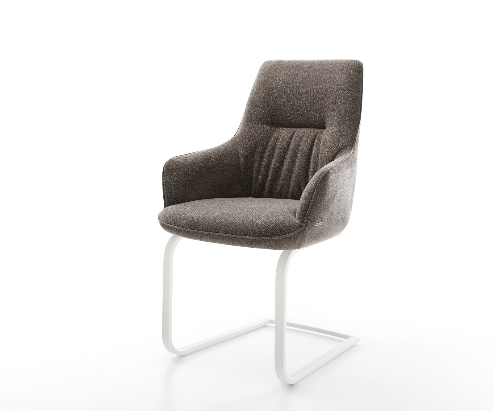 Freischwinger Zelia-Flex mit Armlehnen Strukturstoff Soft Taupe Freischwinger flach Weiß Taschenfederkern 1
