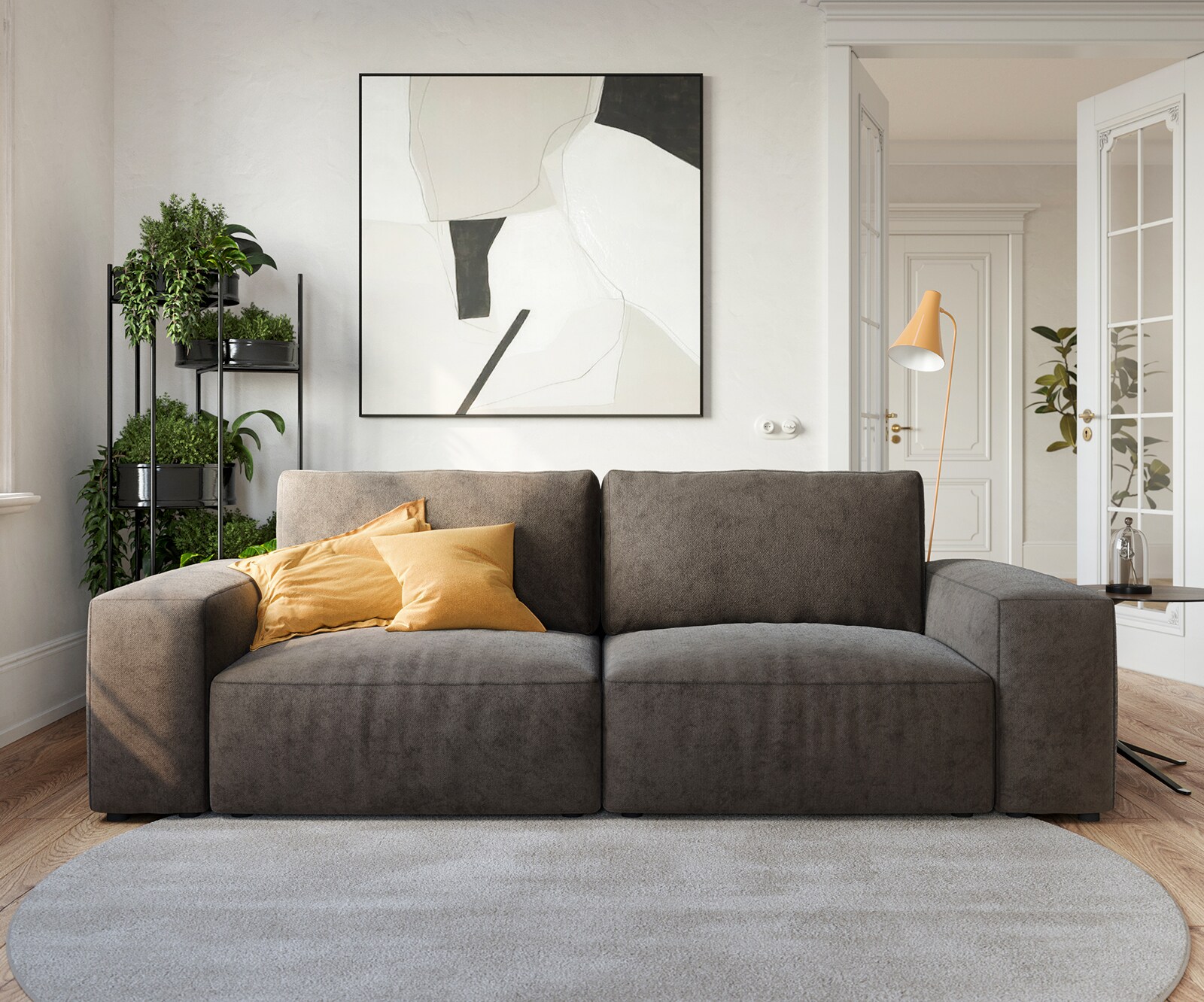 Big-Sofa Lanzo 230x95 cm Mikrofaser Khakibraun 1
