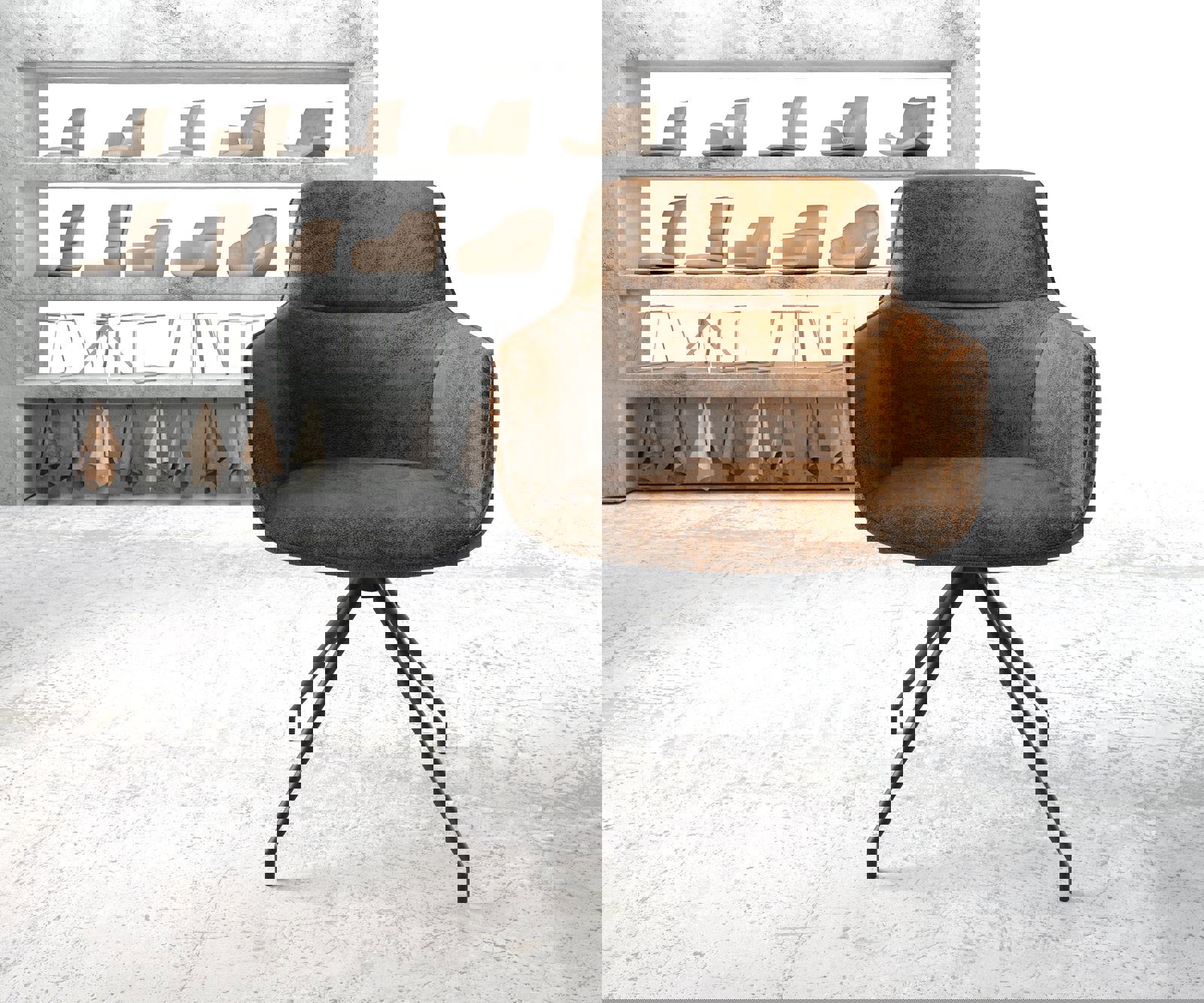 Drehstuhl Pejo-Flex Braun Antik Kreuzgestell konisch Schwarz 180° drehbar 1 Drehstuhl Pejo-Flex Braun Antik Kreuzgestell konisch Schwarz 180° drehbar 1