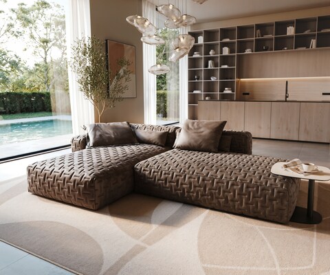 Ecksofa Freestyle Icon 310x200 cm Mikrofaser Taupe Vintage