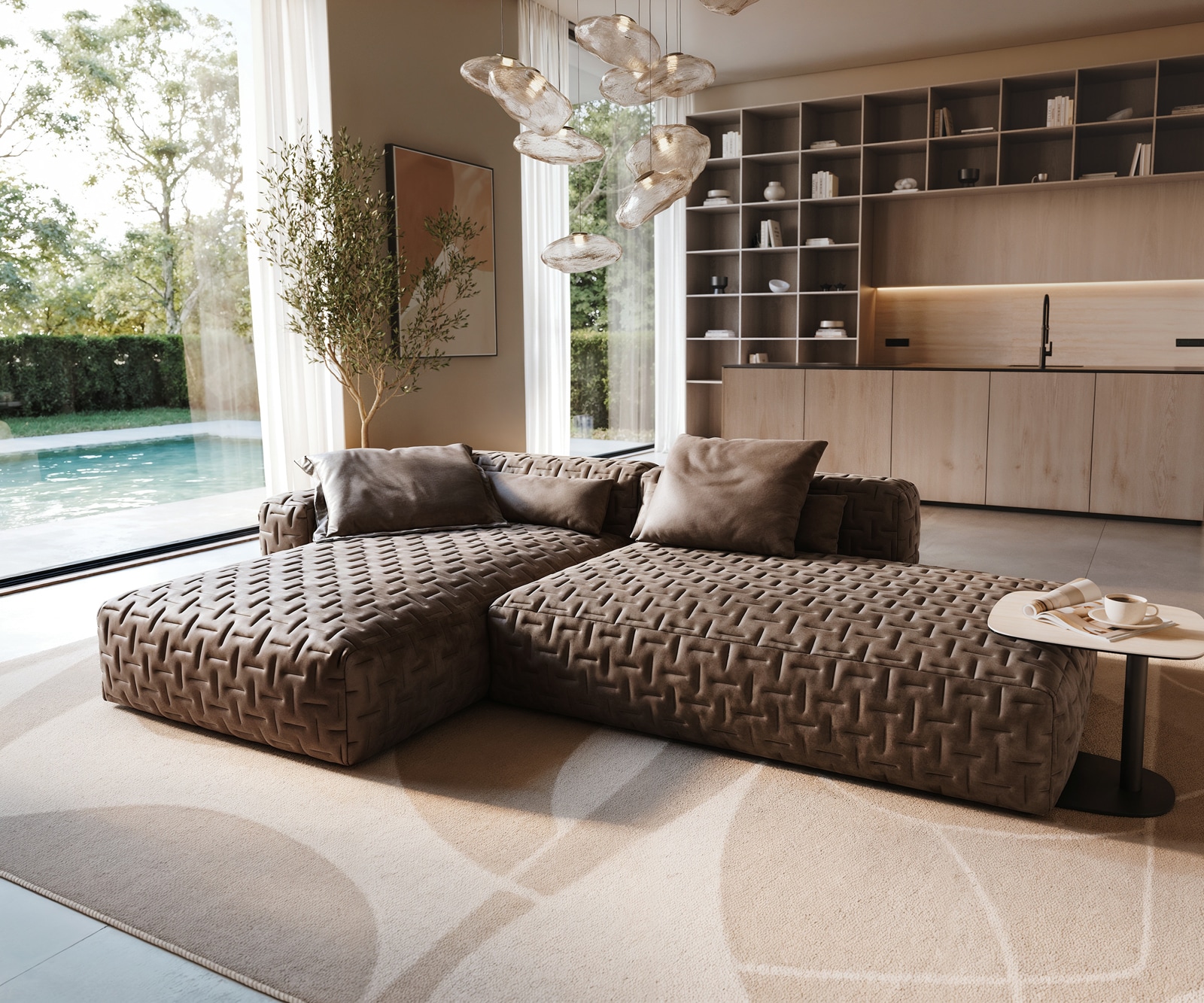 Ecksofa Freestyle Icon 310x200 cm Mikrofaser Taupe Vintage
