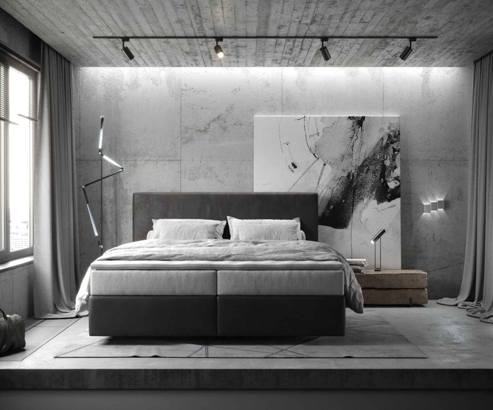 Boxspringbett Dream-Well 180x200 cm Mikrofaser Anthrazit Vintage mit TFK Matratze und Visco Topper 1