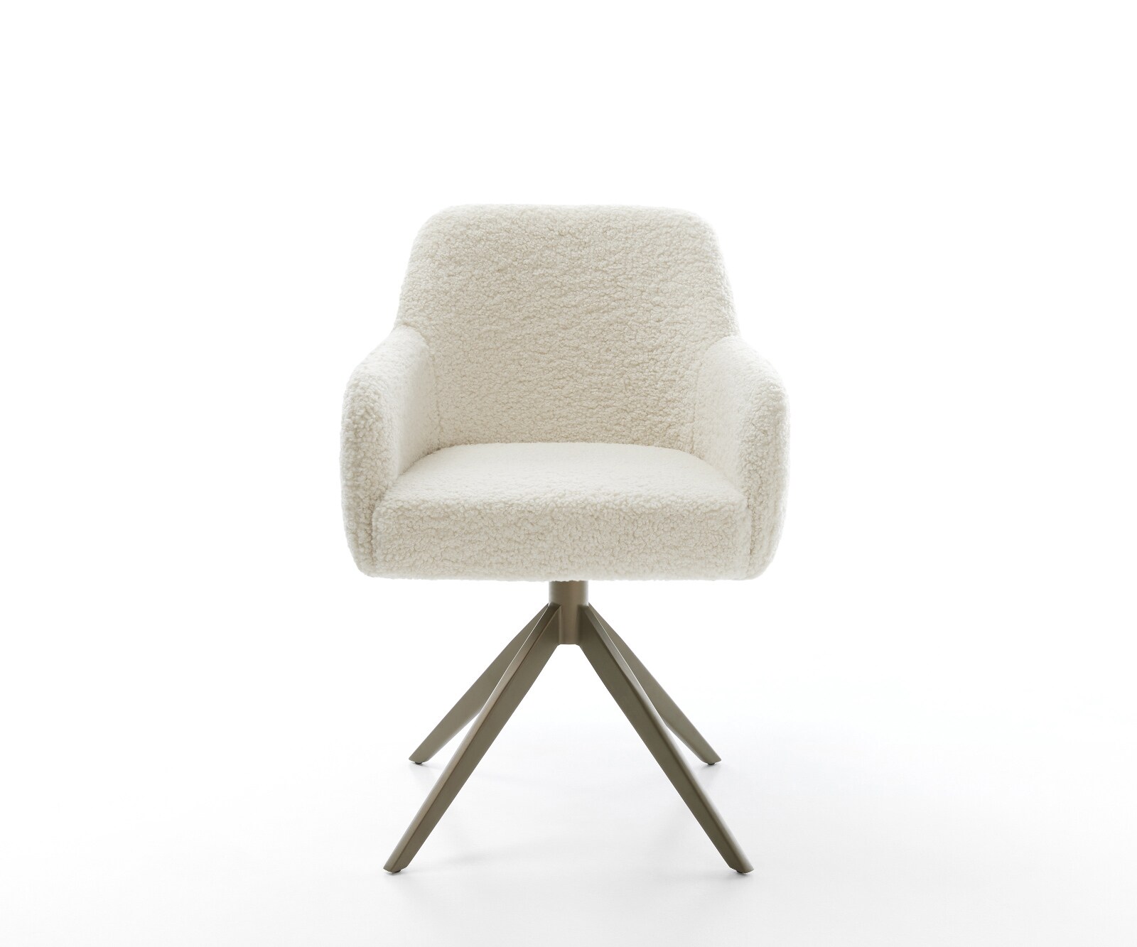 Drehstuhl Greg-Flex Teddystoff Beige Kreuzgestell breit Effektfinish Titan 360° drehbar Wippfunktion Taschenfederkern 2