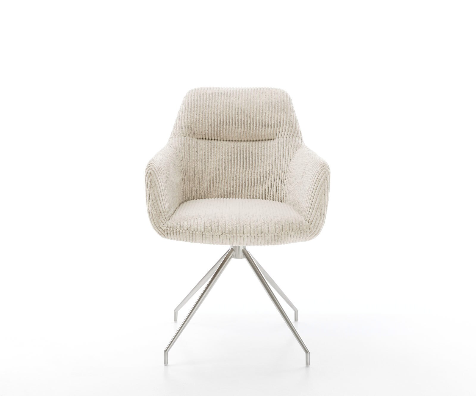 Esszimmerstuhl Pejo-Flex Cord Beige Kreuzgestell konisch Edelstahl Taschenfederkern 1