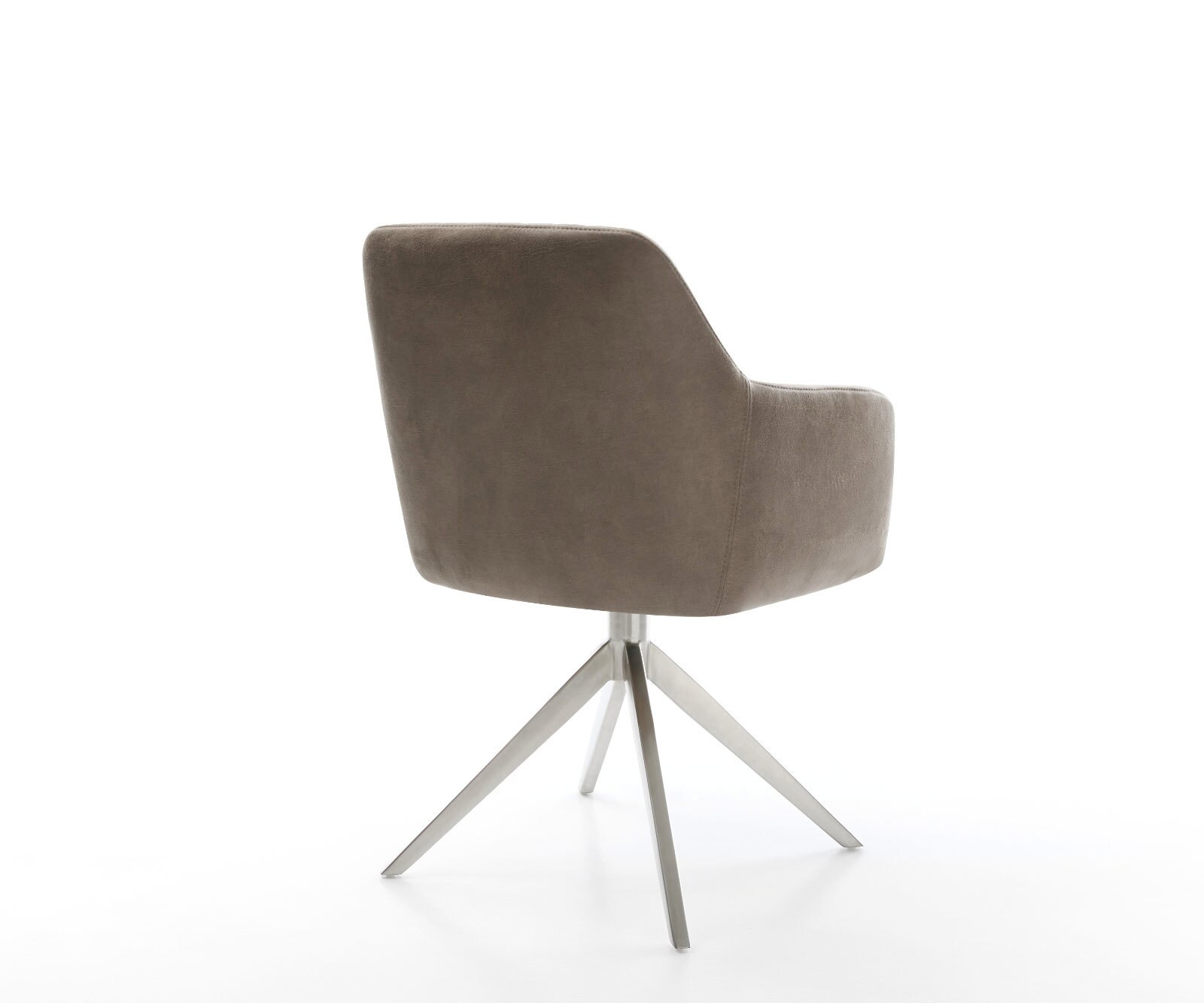 Drehstuhl Greg-Flex Mikrofaser Taupe Vintage Kreuzgestell breit Edelstahl 360° drehbar Wippfunktion Taschenfederkern 4