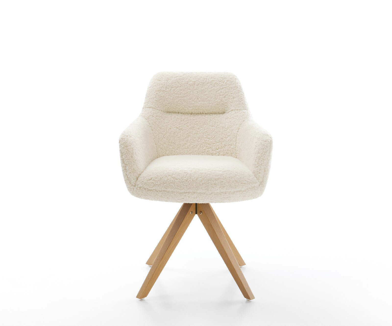 Drehstuhl Pejo-Flex Teddystoff Beige Holzgestell kantig Natur 360° drehbar Taschenfederkern 1