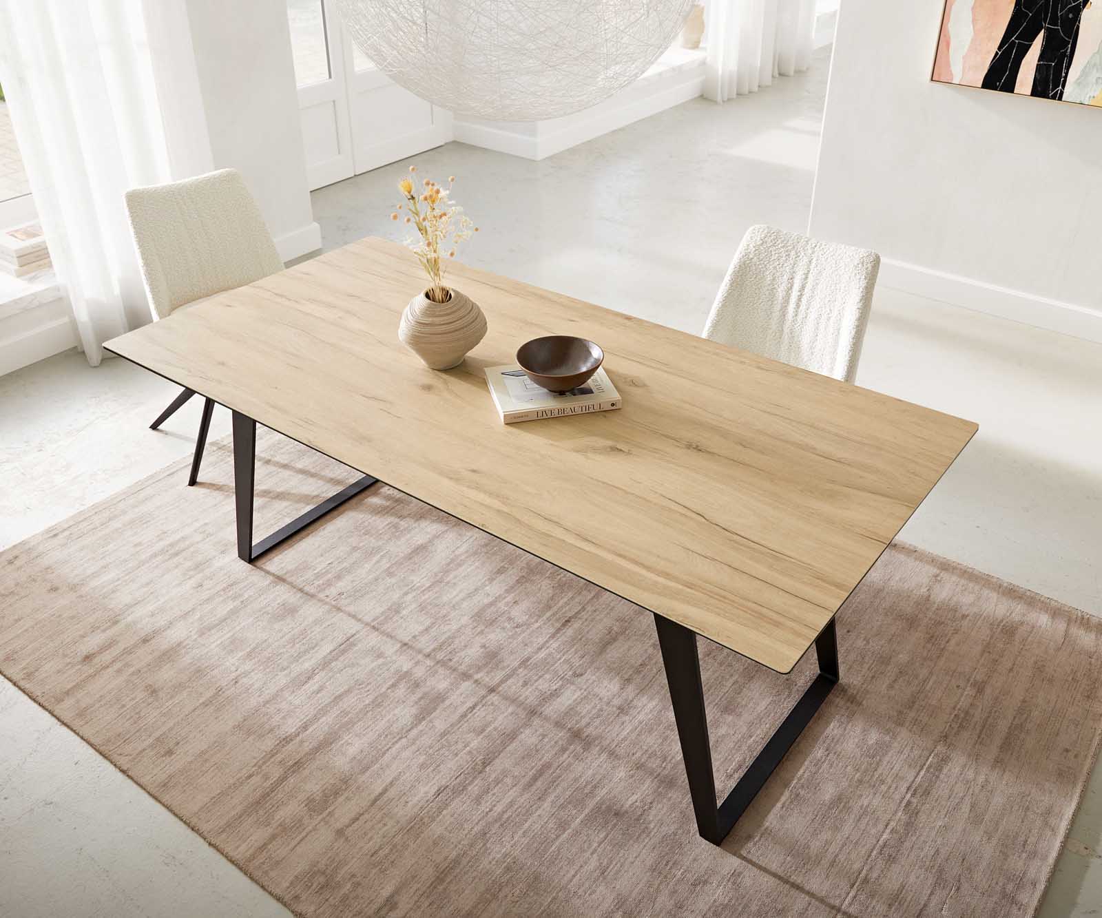 Esstisch Edge 200x100 Keramik Laminam® Sabbia Eichefarbig Metall Schräg Schwarz 5 Esstisch Edge 200x100 Keramik Laminam® Sabbia Eichefarbig Metall Schräg Schwarz 5