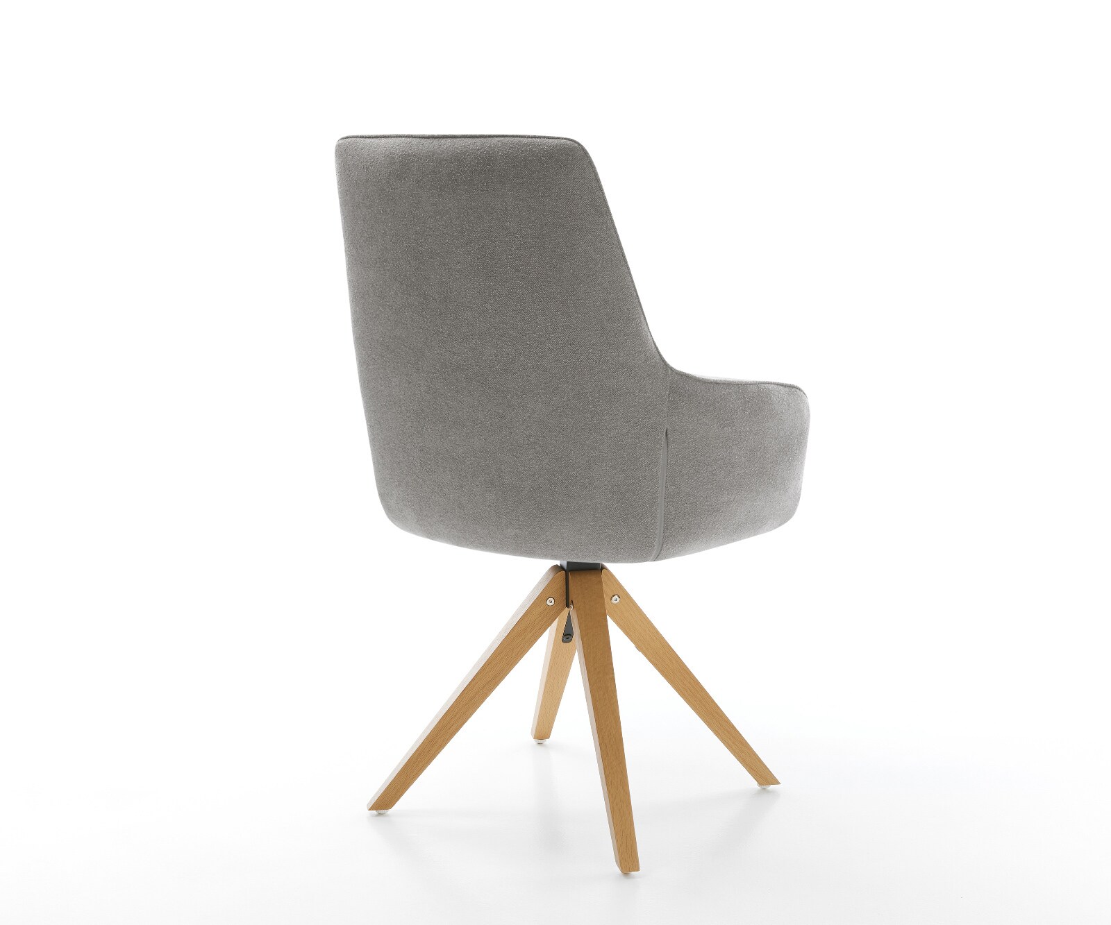 Drehstuhl Zelia-Flex mit Armlehnen Strukturstoff Soft Grau Holzgestell kantig Natur 180° drehbar Taschenfederkern 4