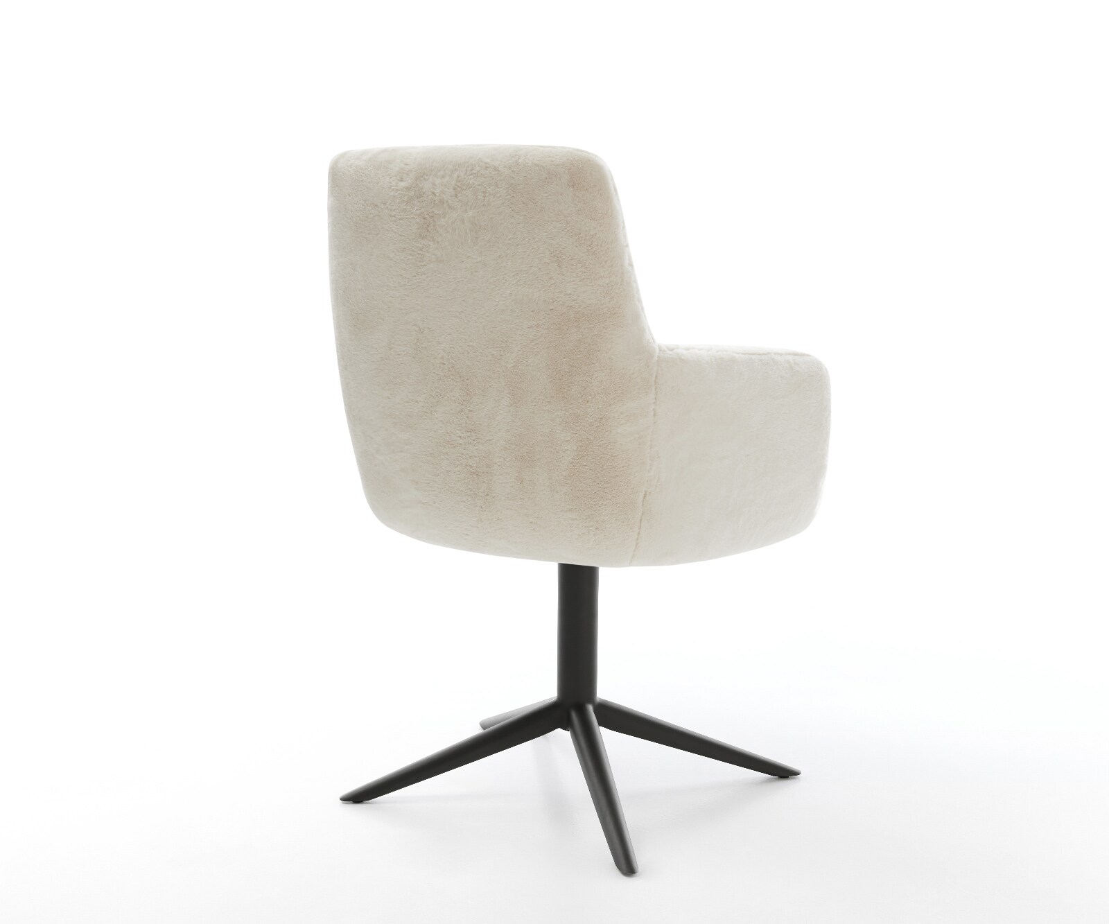 Drehstuhl Heira-Flex mit Armlehnen Plüsch Creme-Weiß Fußkreuz Schwarz 360° drehbar Wippfunktion Taschenfederkern 5