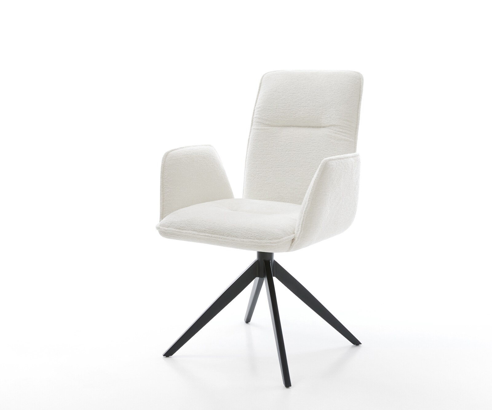 Drehstuhl Vinja-Flex Bouclé Soft Beige Kreuzgestell breit Schwarz 360° drehbar Wippfunktion