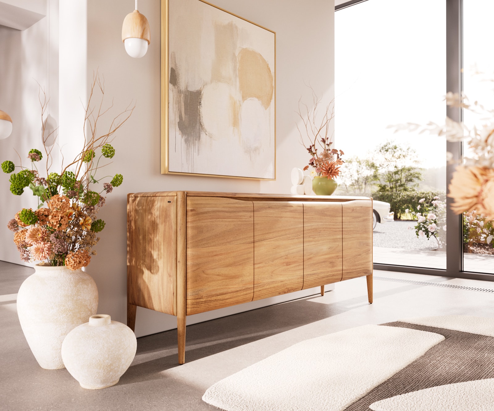 Sideboard Simcha 175 cm Akazie Natur 4 Türen Sideboard Simcha 175 cm Akazie Natur 4 Türen