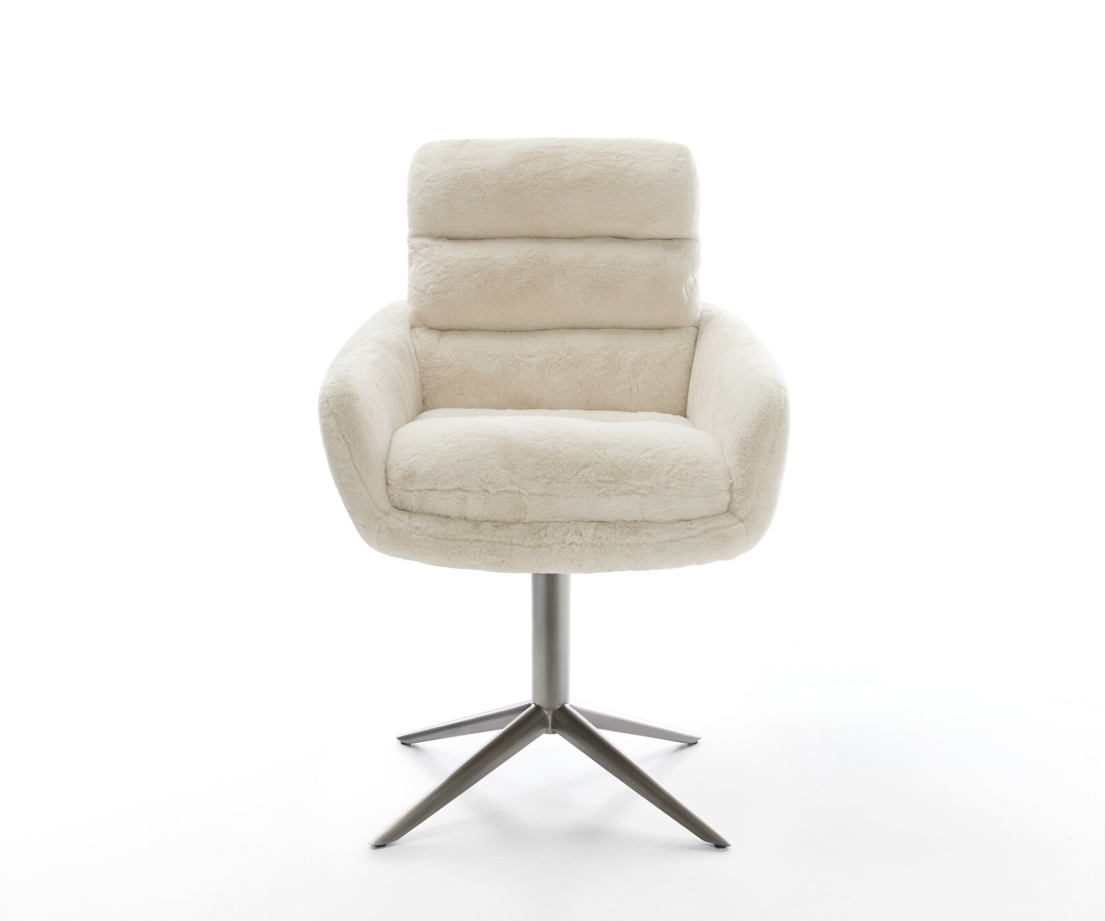 Drehstuhl Abelia-Flex mit Armlehnen Plüsch Creme-Weiß Fußkreuz Graphit 360° drehbar Wippfunktion 2