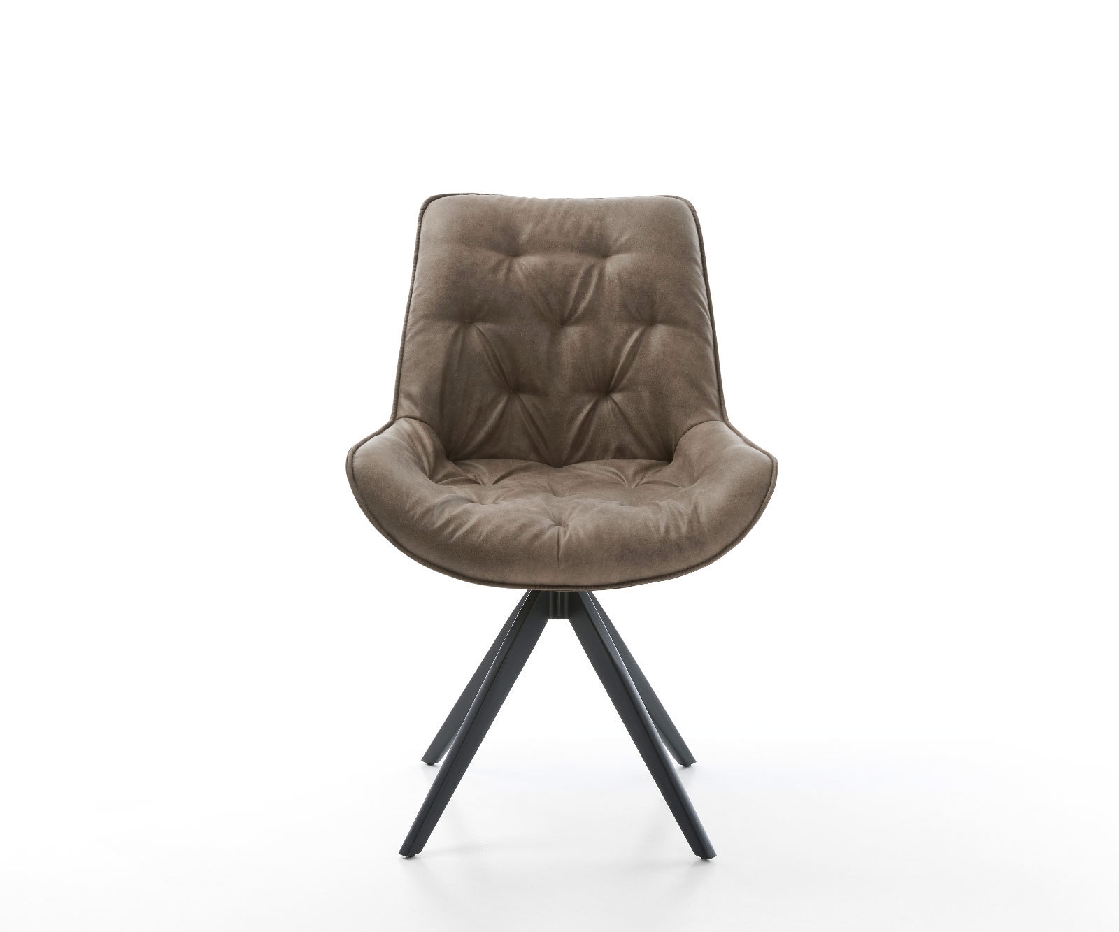 Esszimmerstuhl Taimi-Flex Mikrofaser Taupe Vintage Kreuzgestell kantig Schwarz 2 Esszimmerstuhl Taimi-Flex Mikrofaser Taupe Vintage Kreuzgestell kantig Schwarz 2