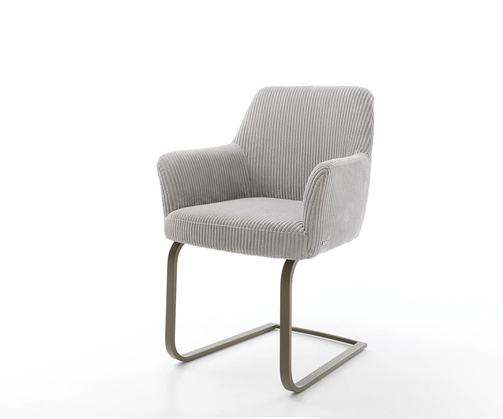 Freischwinger Xana-Flex mit Armlehnen Cord Silbergrau Freischwinger flach Effektfinish Titan Taschenfederkern
